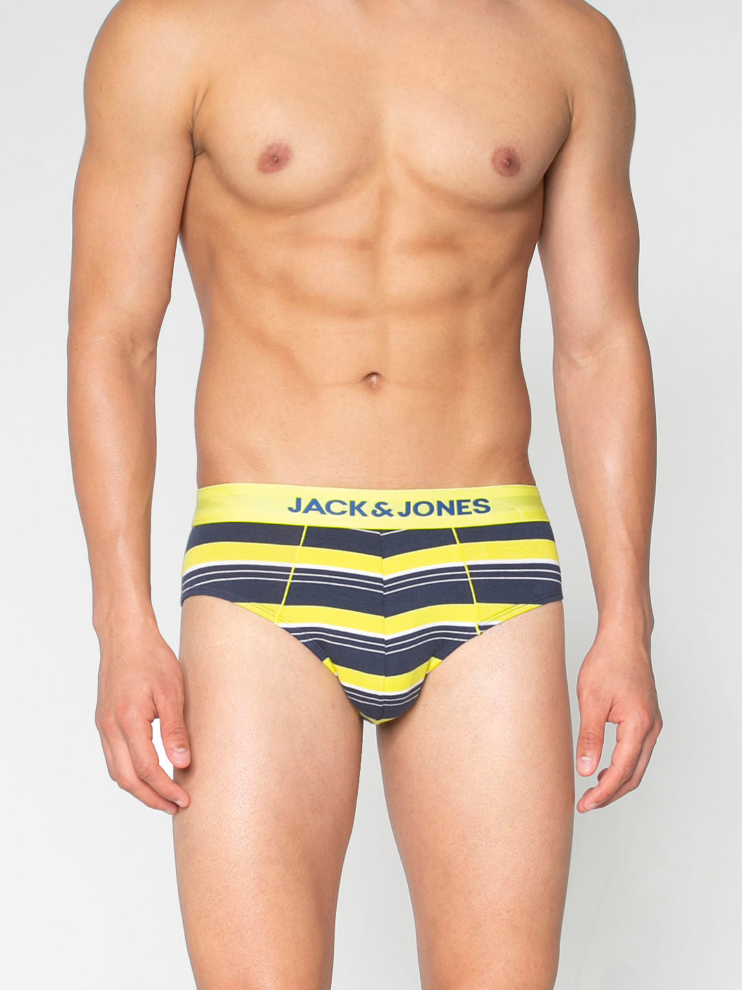 Navy Blue Striped Briefs - S