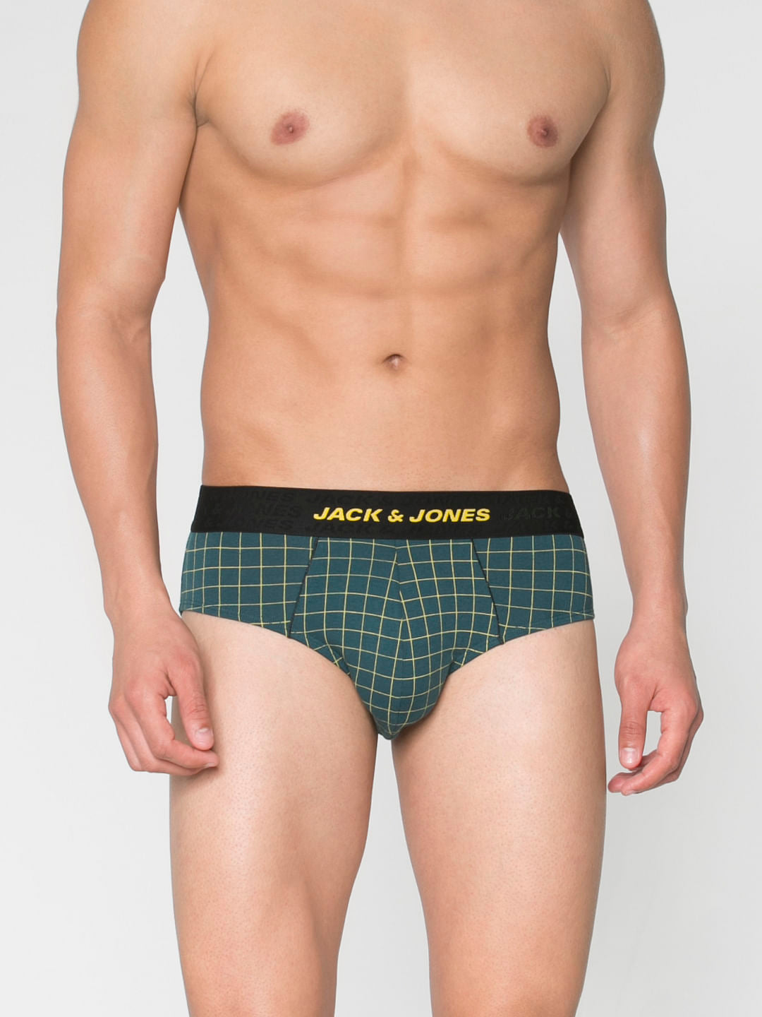 Teal Checks Briefs - S