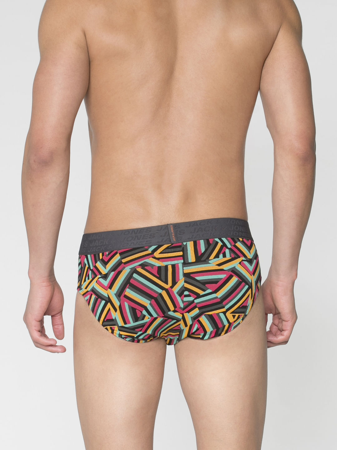 Orange Multicoloured Abstract Print Briefs
