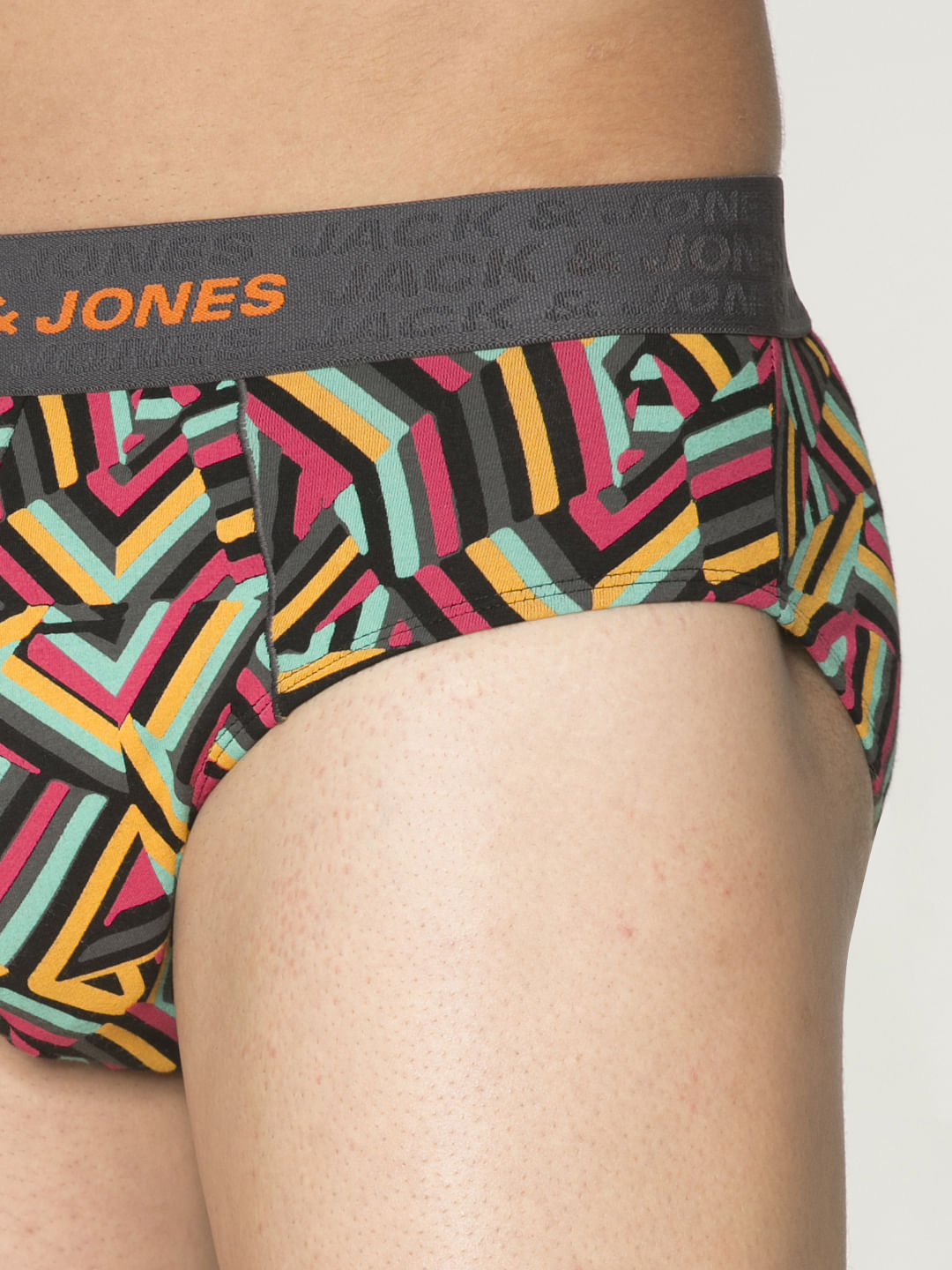 Orange Multicoloured Abstract Print Briefs