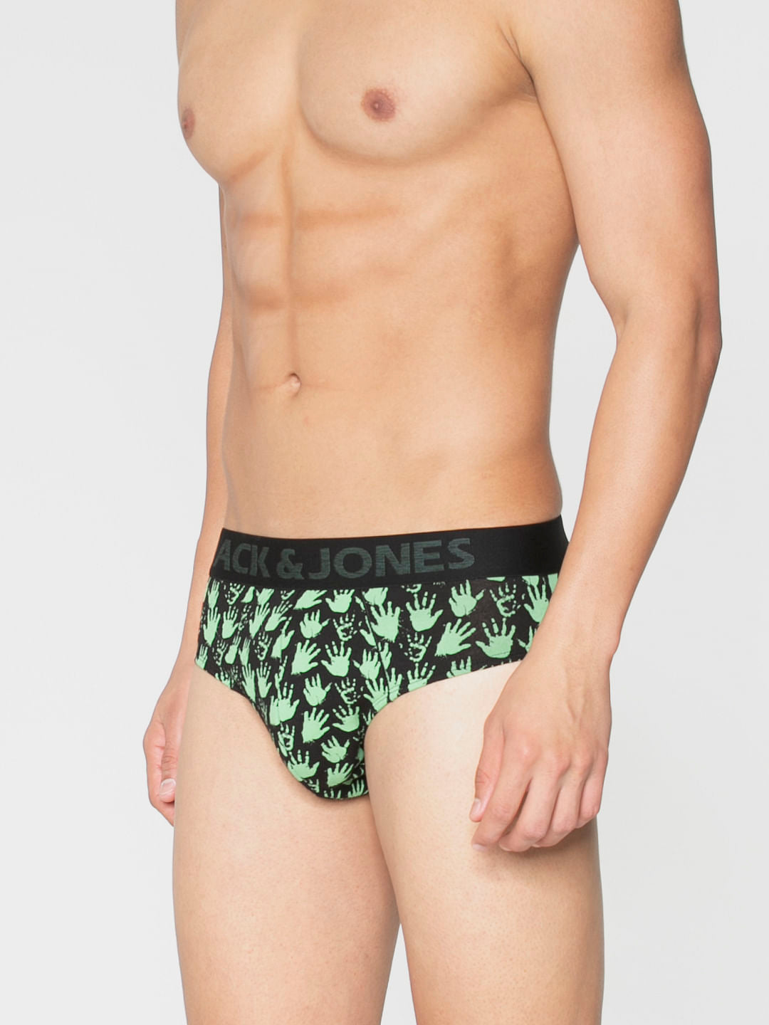 Black All Over Palm Print Briefs