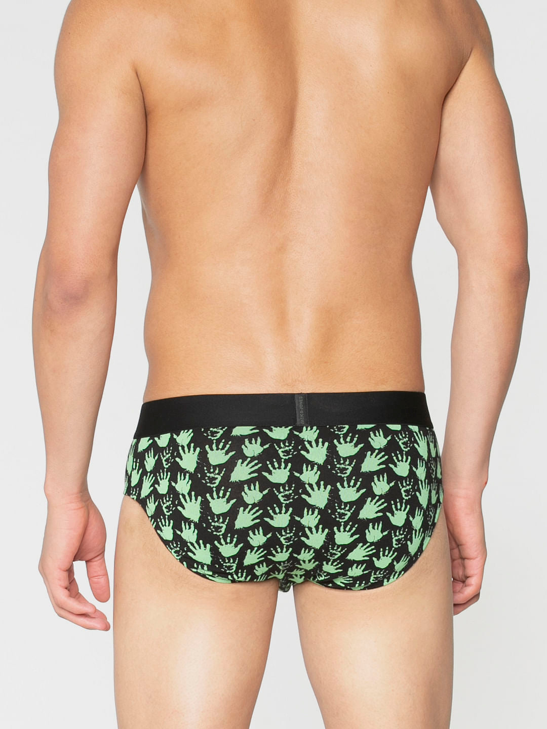 Black All Over Palm Print Briefs