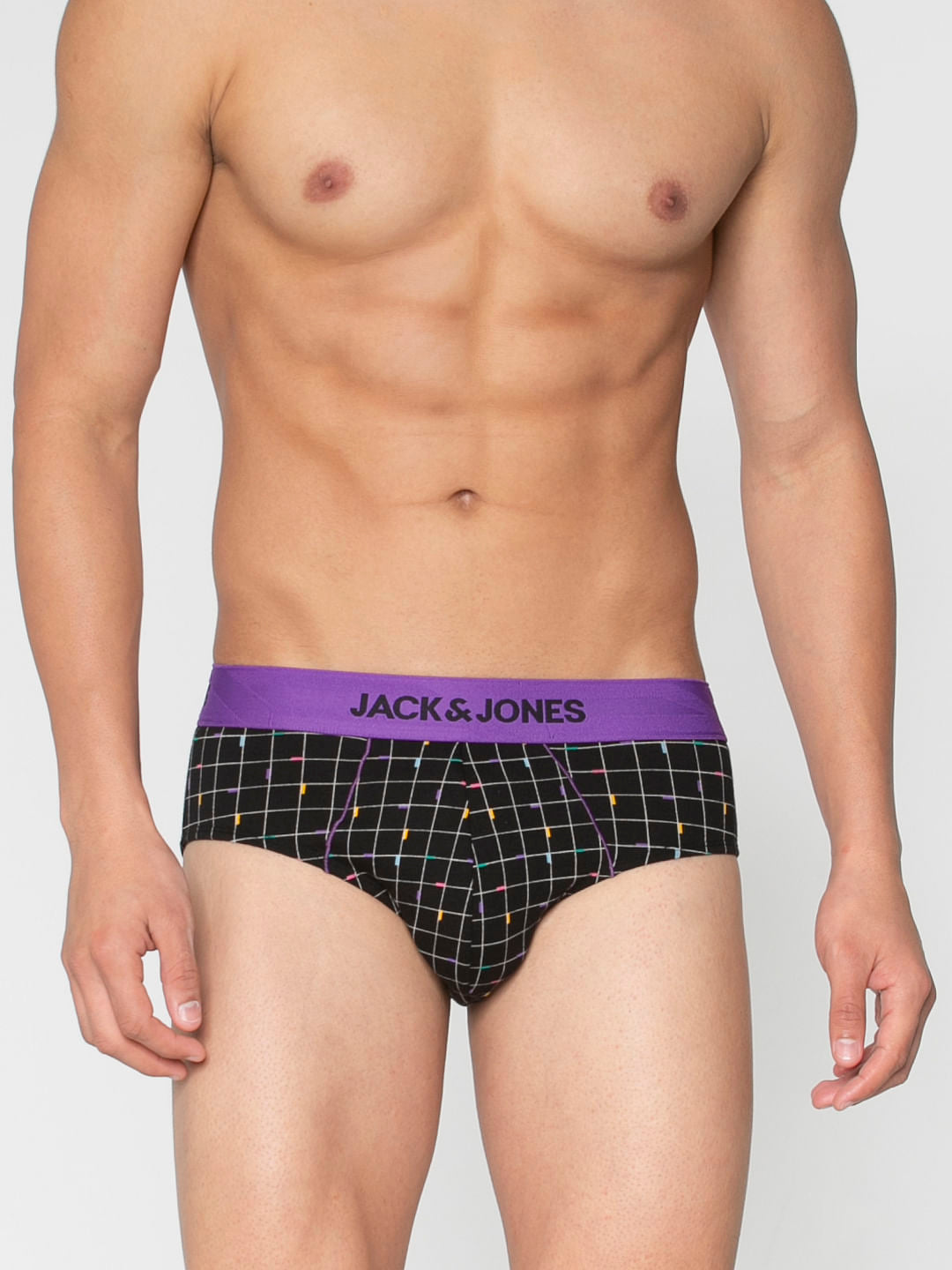 Black Square Checks Print Briefs