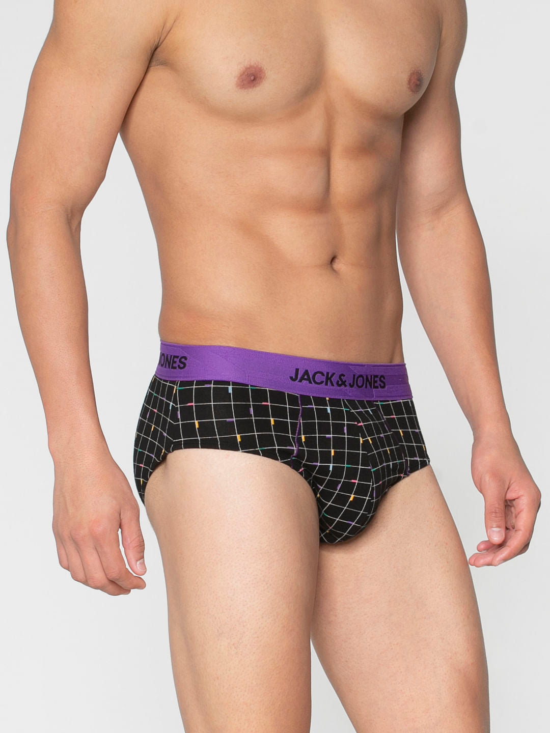 Black Square Checks Print Briefs