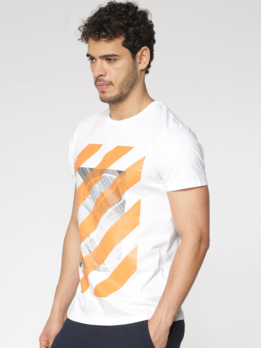 White Graphic Print Crew Neck T-Shirt
