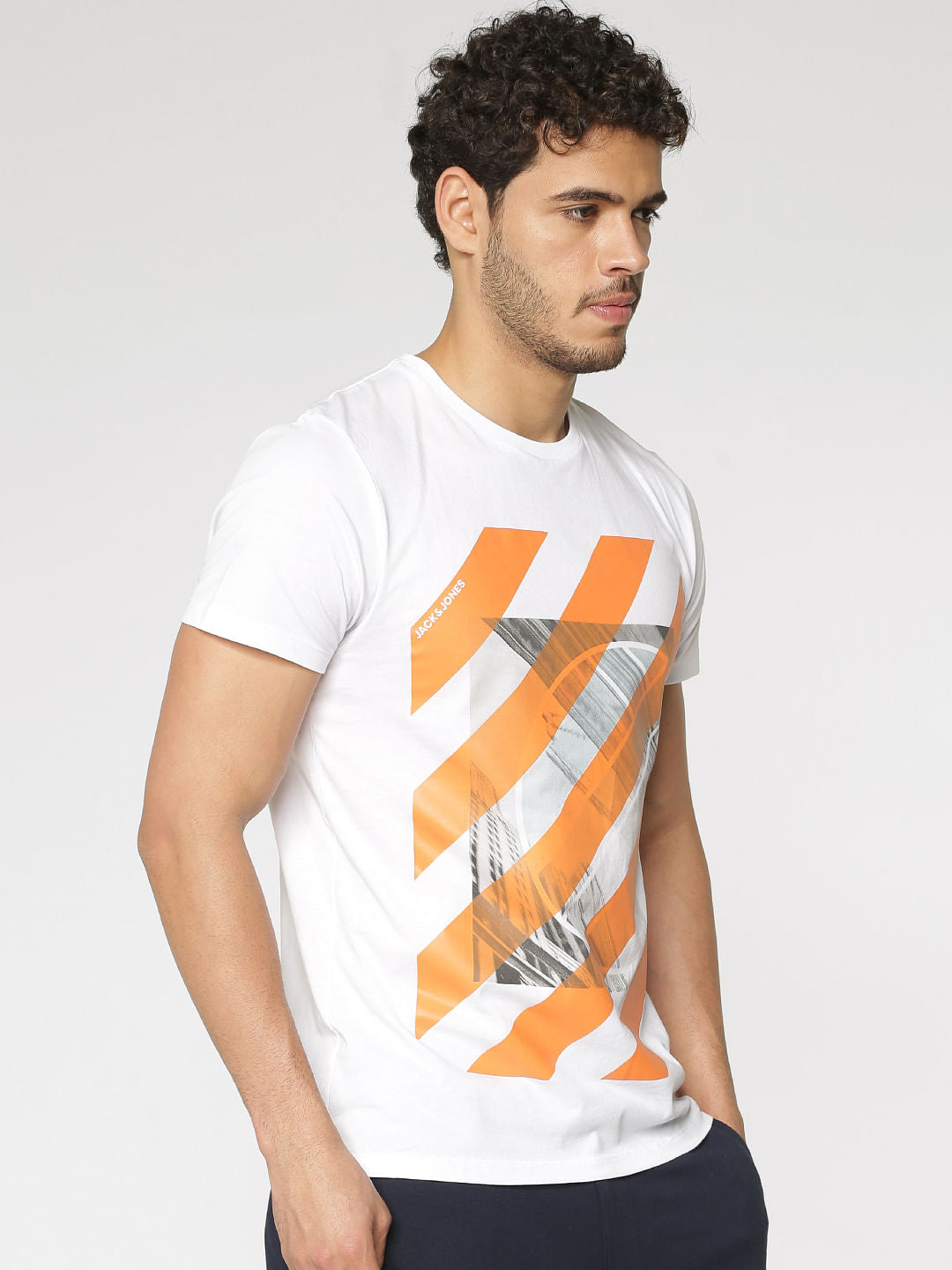 White Graphic Print Crew Neck T-Shirt
