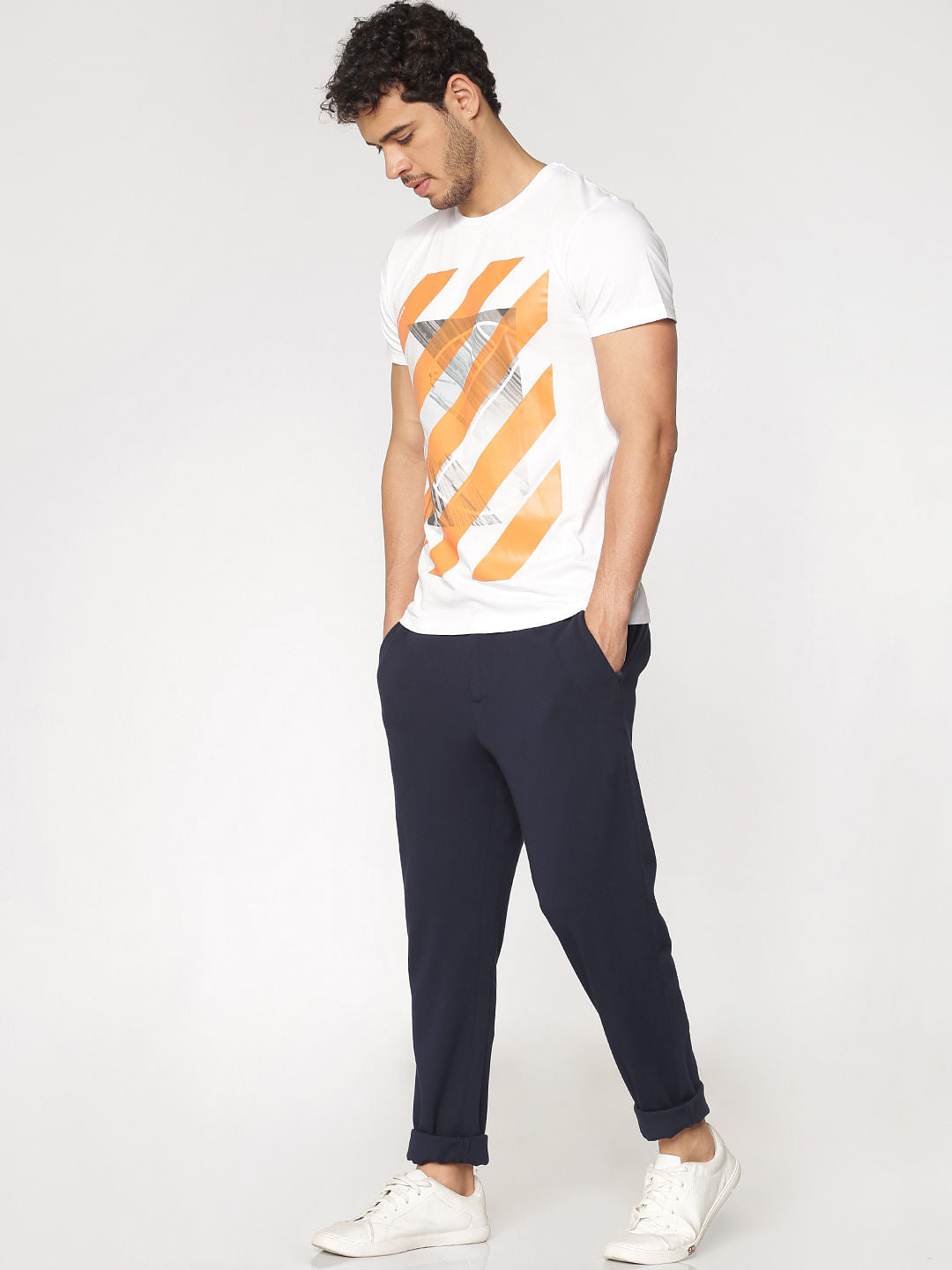 White Graphic Print Crew Neck T-Shirt