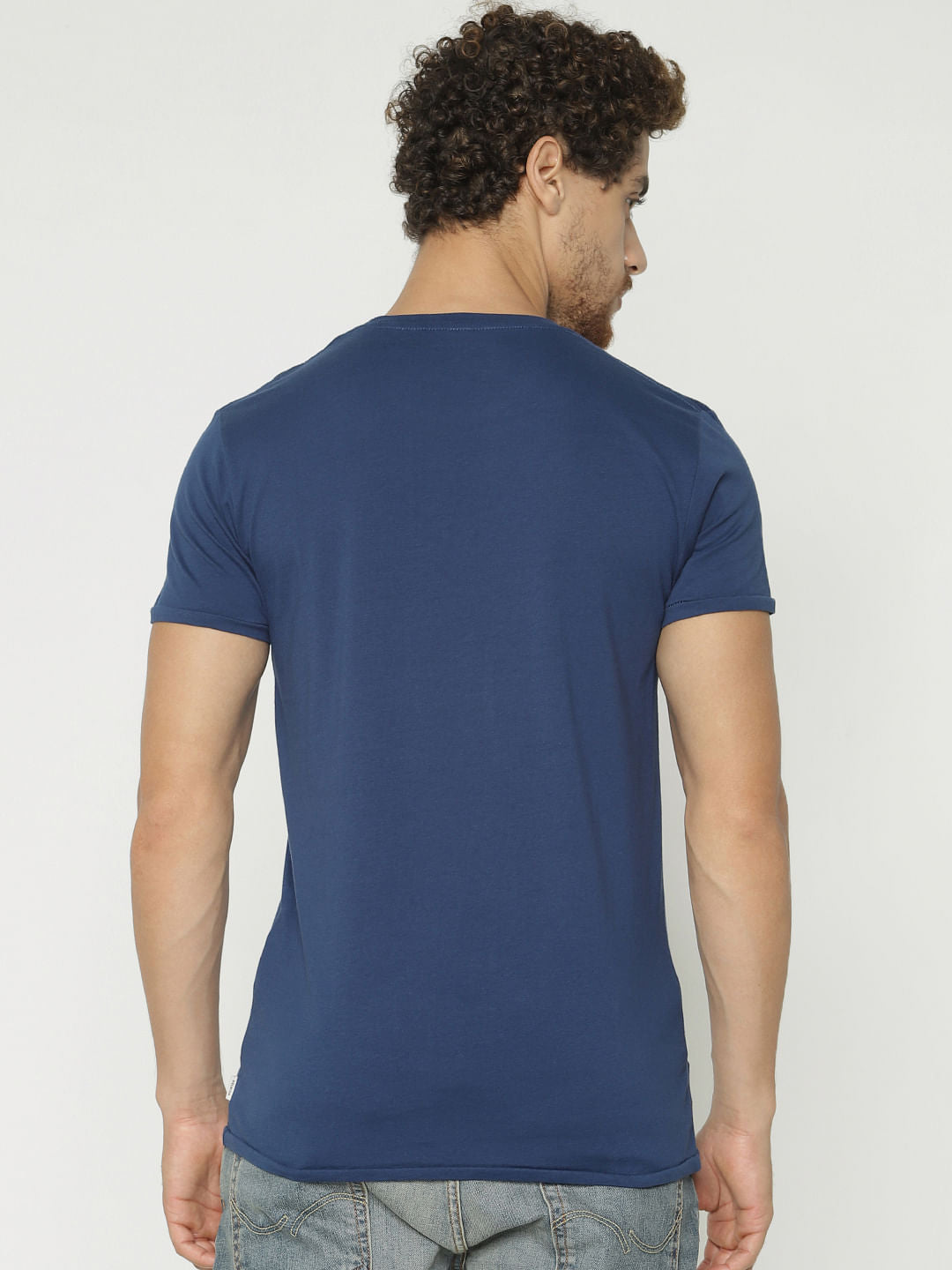 Blue Graphic Print Crew Neck T-Shirt