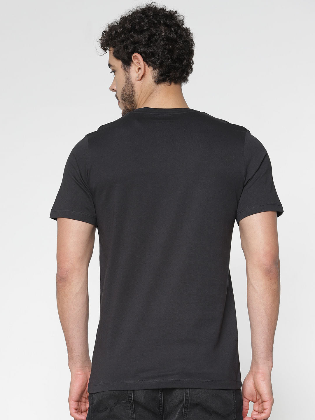 Black Chest Print Slim Fit Crew Neck T-Shirt