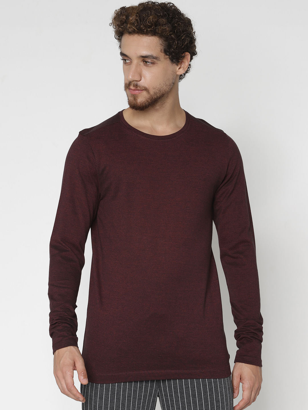 Red Full Sleeves Crew Neck T-Shirt - S