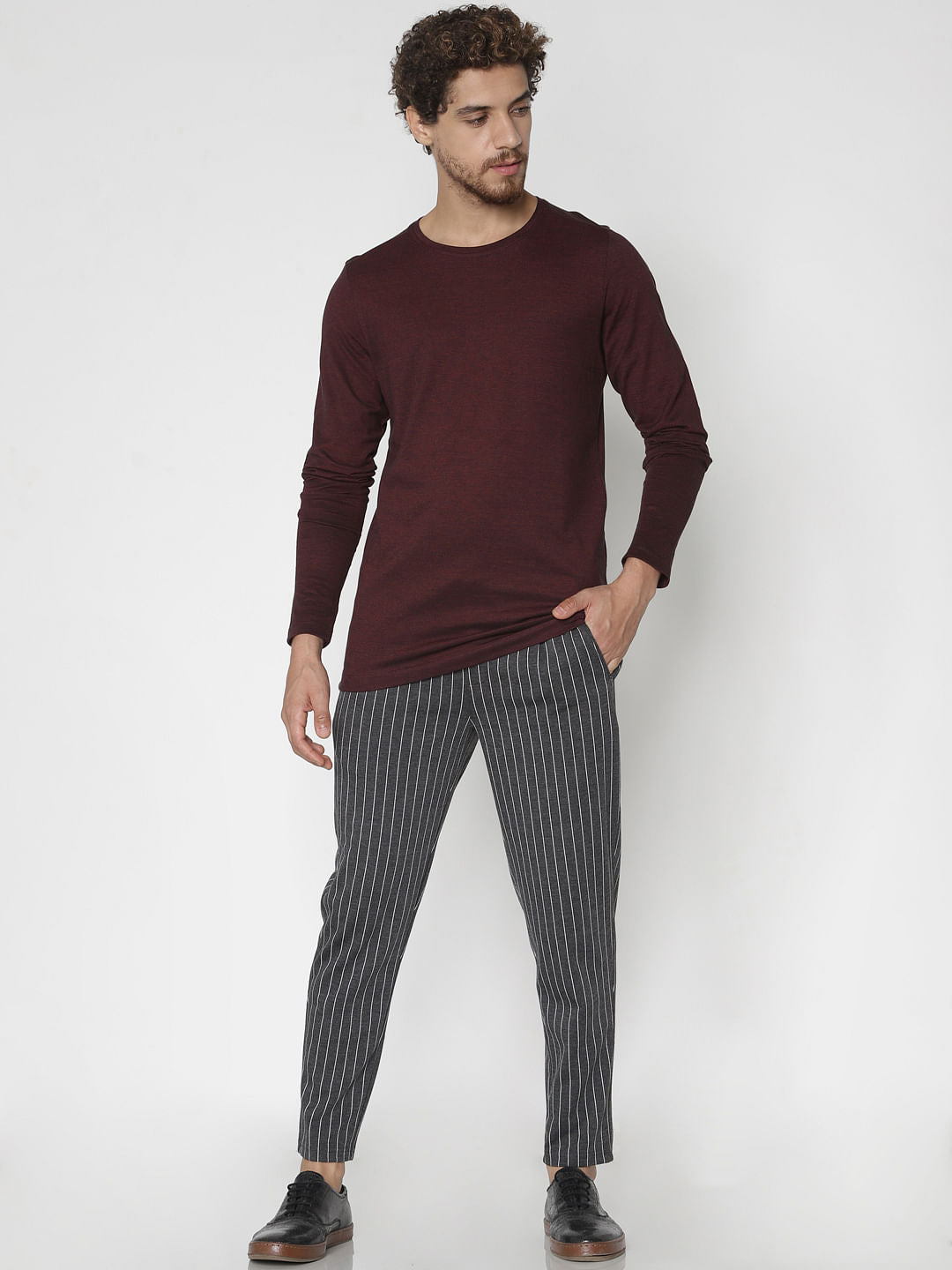 Red Full Sleeves Crew Neck T-Shirt