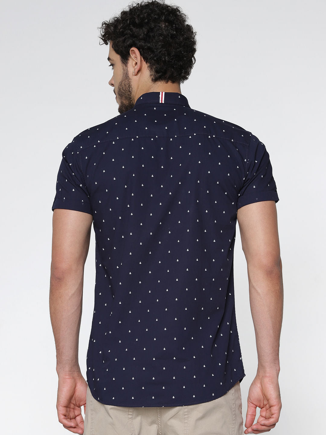 Blue All Over Printed Patch Pocket Short Sleeves Shirt