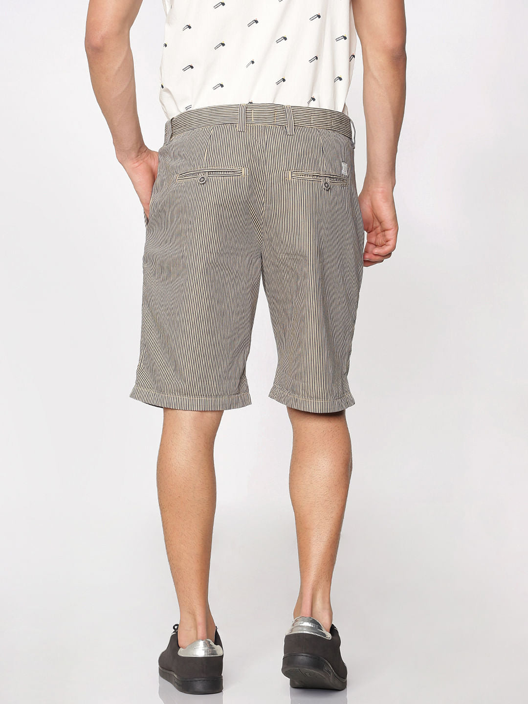 Brown Striped Over Dyed Chino Shorts