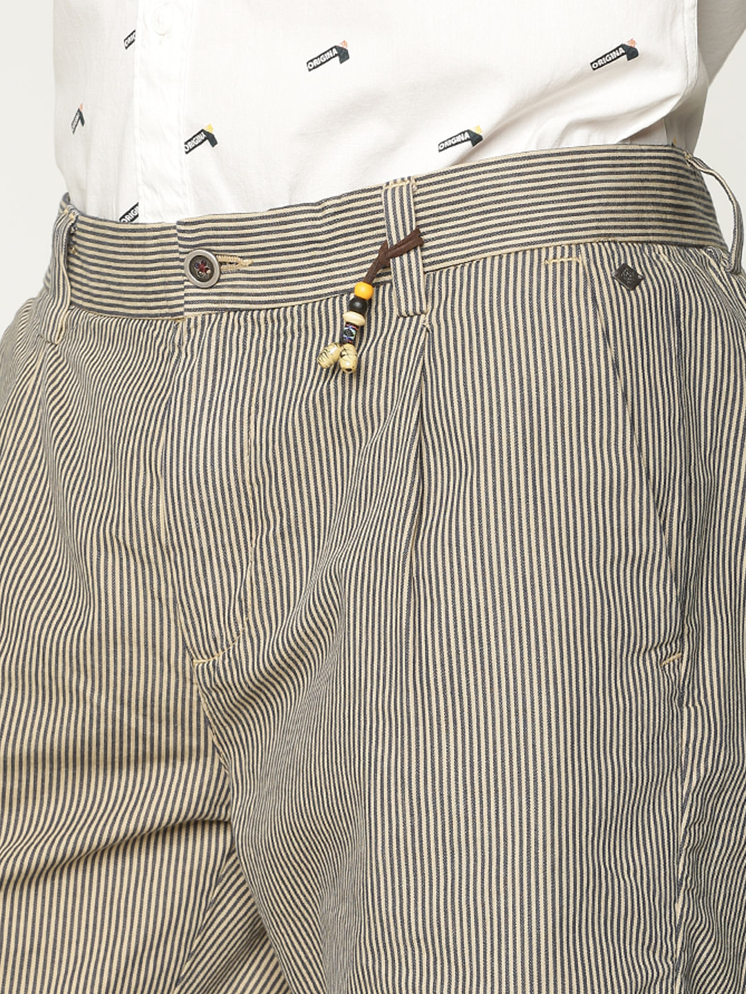 Brown Striped Over Dyed Chino Shorts