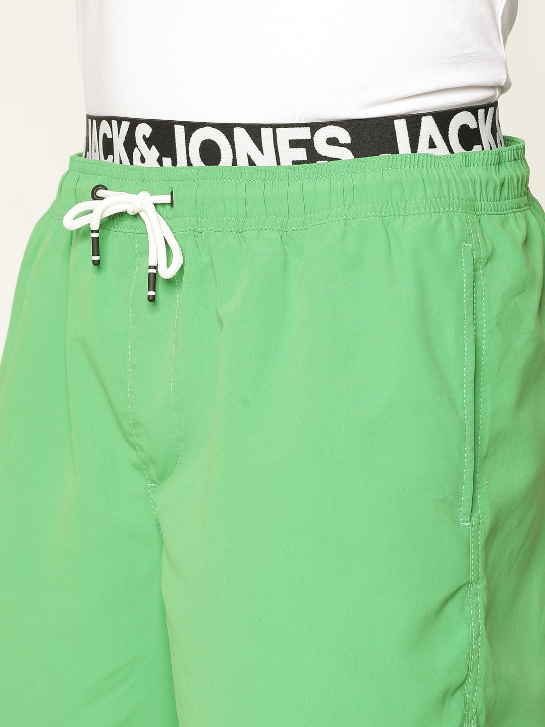 Green Contrast Drawstring Waist Swimshorts