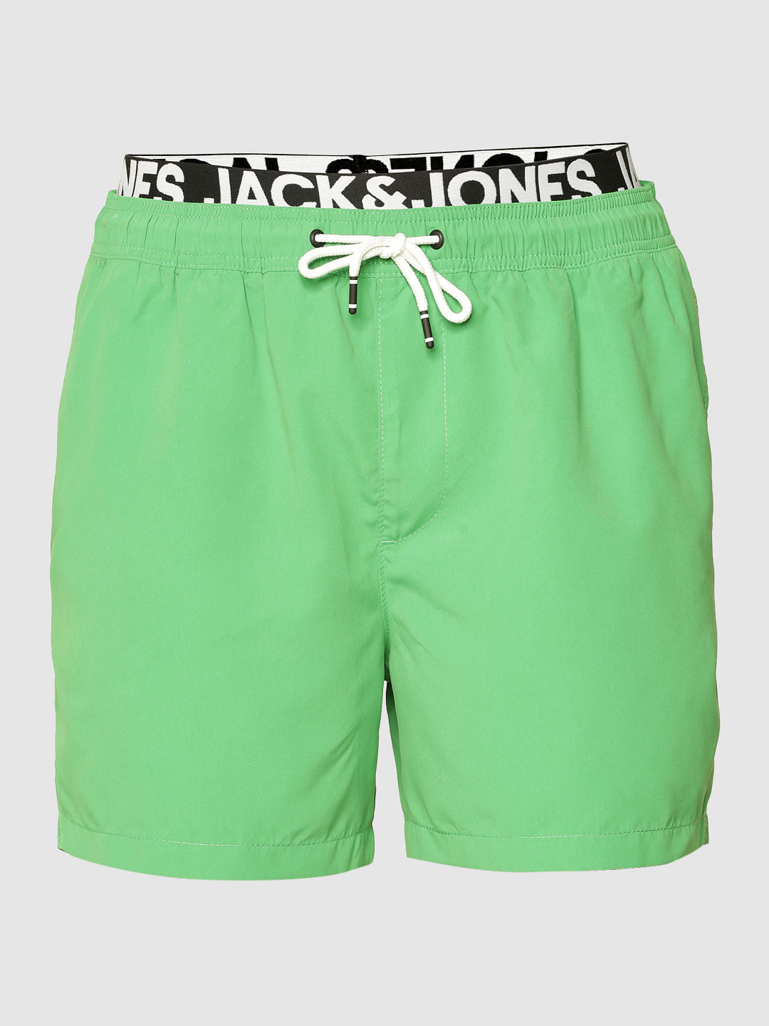 Green Contrast Drawstring Waist Swimshorts