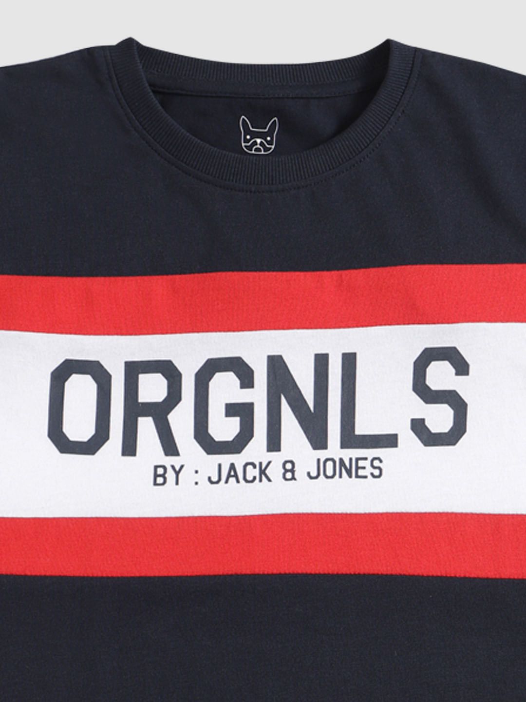 Boys Navy Blue Colour Blocked Crew Neck T-Shirt