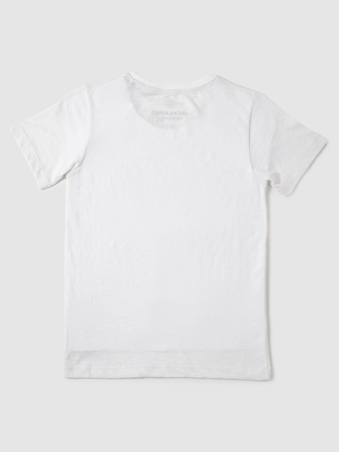 Boys White Text Print Slim Fit Crew Neck T-Shirt - 128/8Y