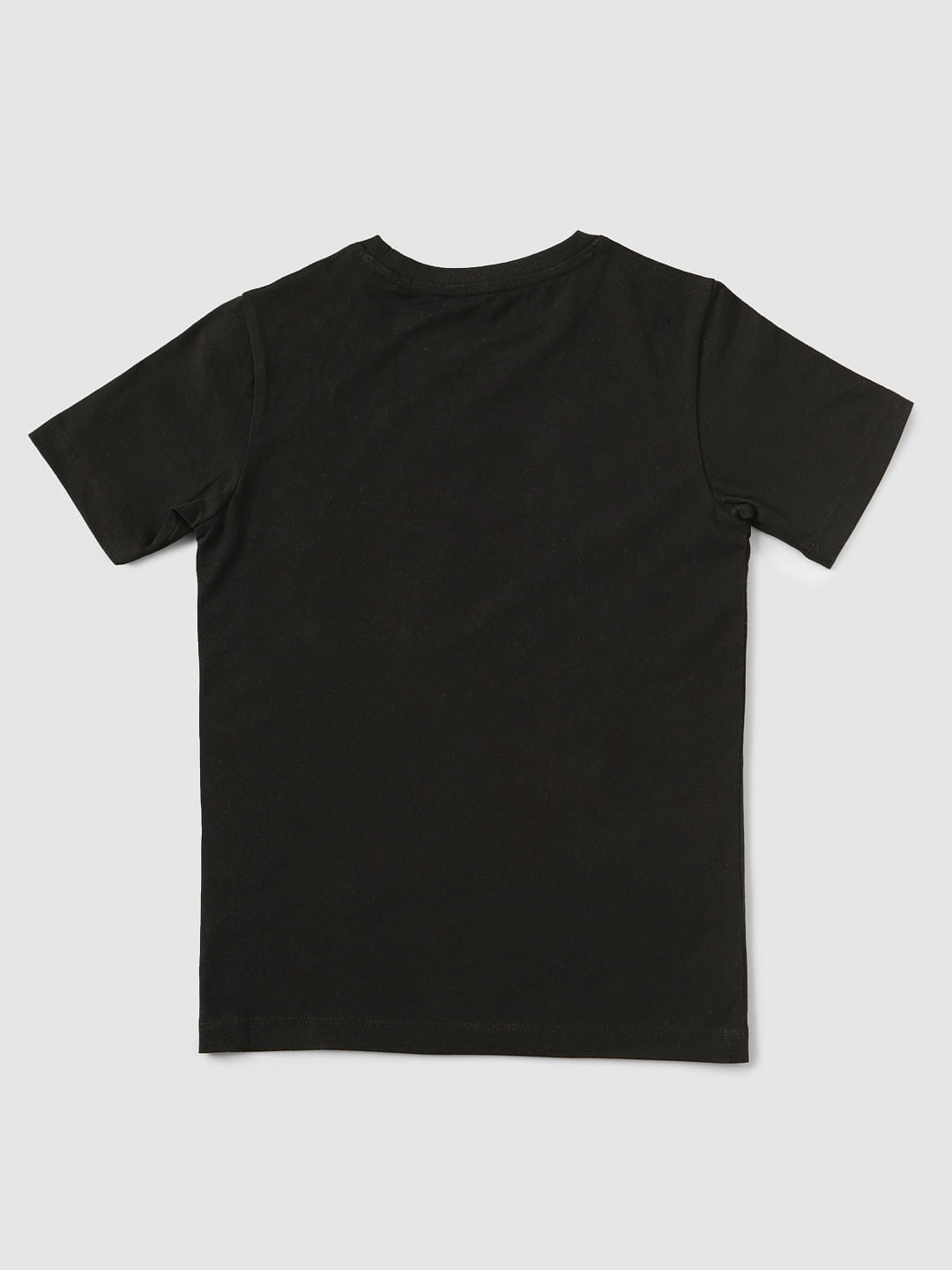 Boys Black Text Print Slim Fit Crew Neck T-Shirt - 128/8Y