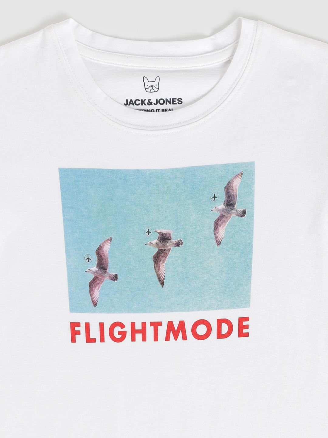 Boys White Graphic Print Crew Neck T-Shirt