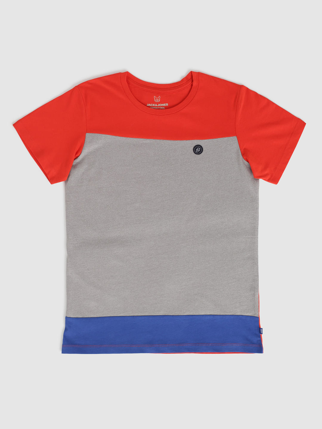 Boys Red Colour Blocked Crew Neck T-Shirt - 128/8Y