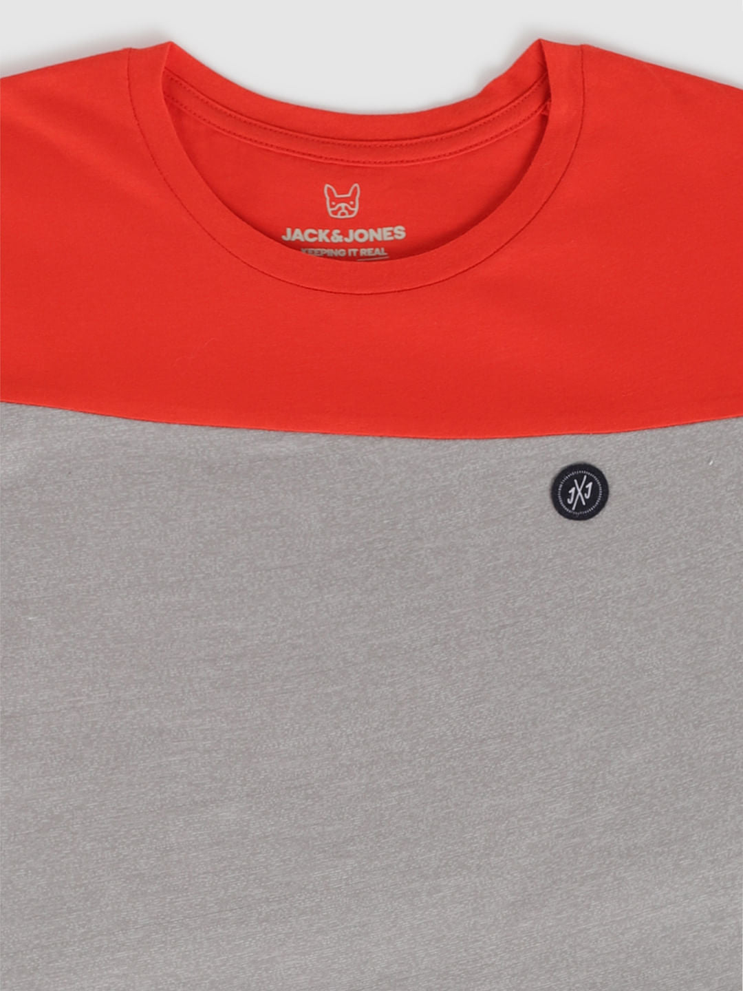 Boys Red Colour Blocked Crew Neck T-Shirt