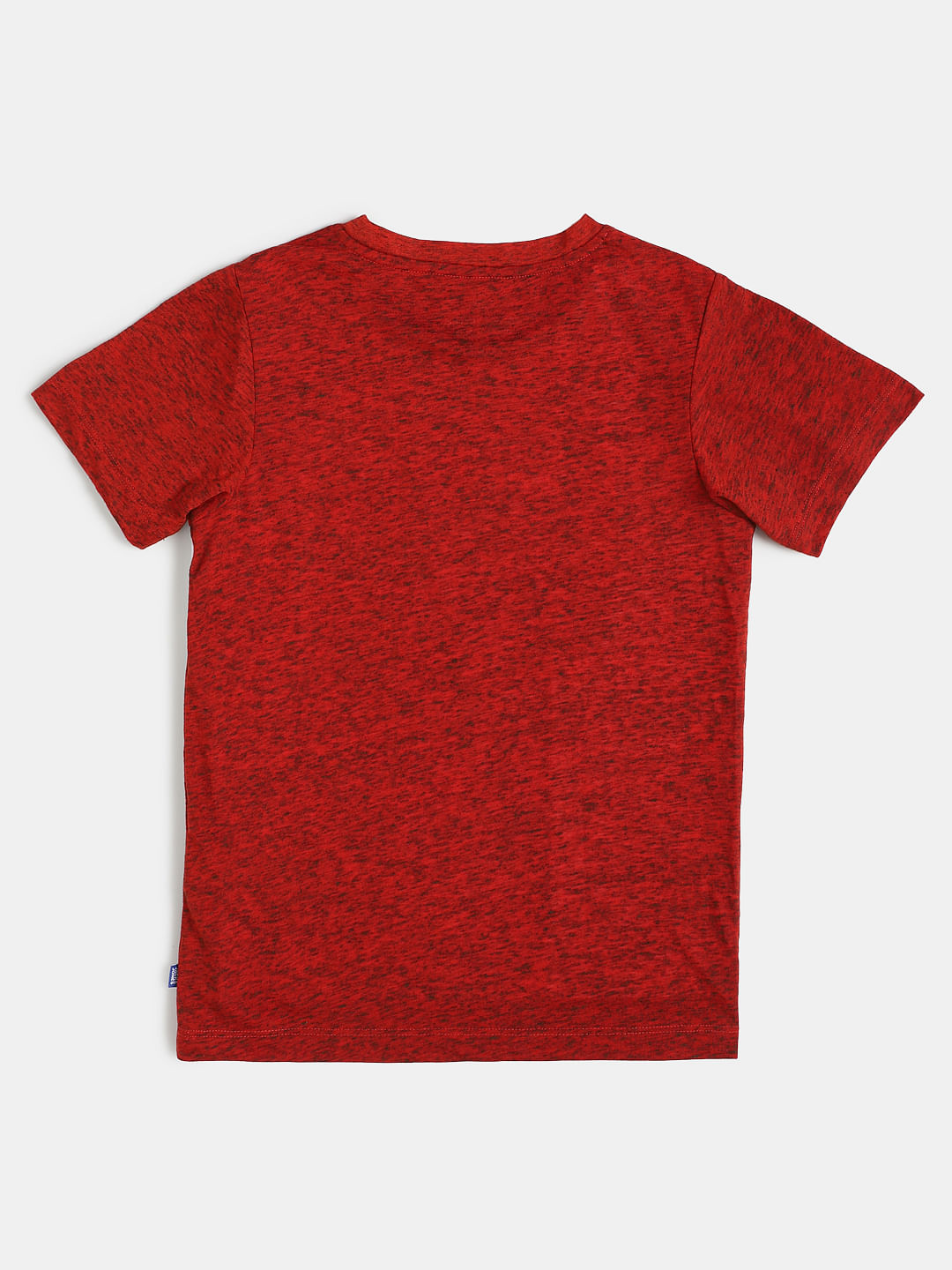 Boys Red Logo Print Crew Neck T-shirt