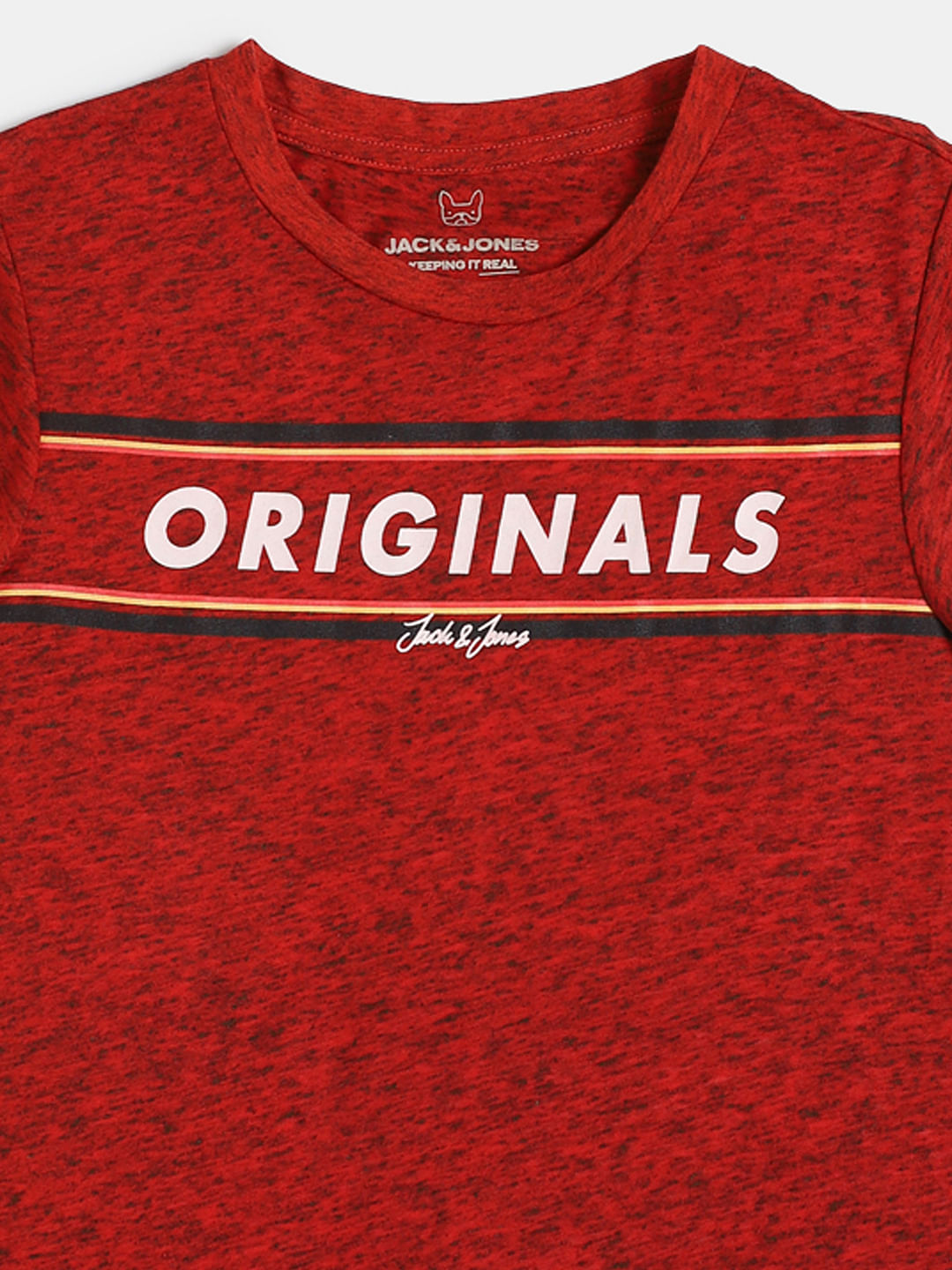 Boys Red Logo Print Crew Neck T-shirt