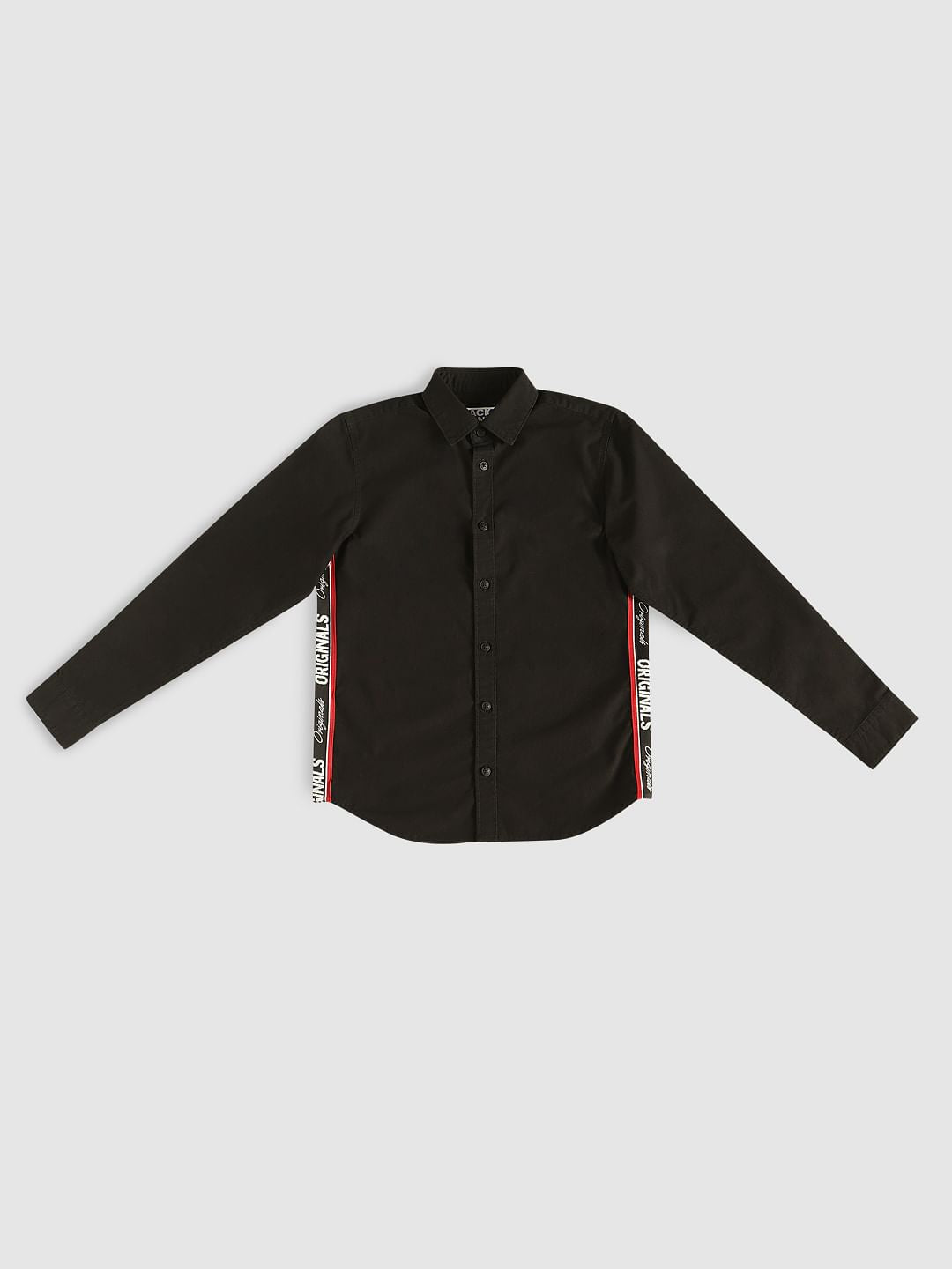 Boys Black Tape Detail Shirt