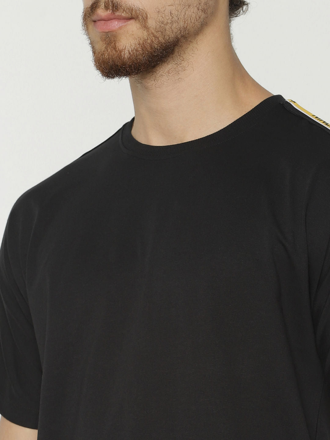 Black Tape Detail Crew Neck T-Shirt