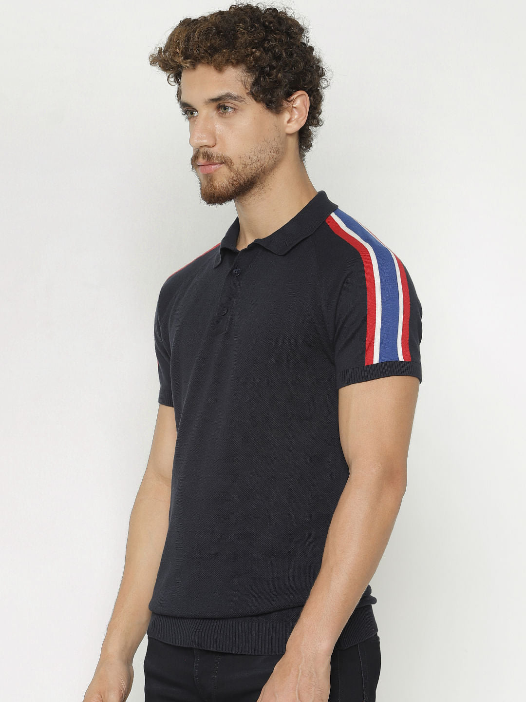 Navy Blue Polo Neck T-Shirt