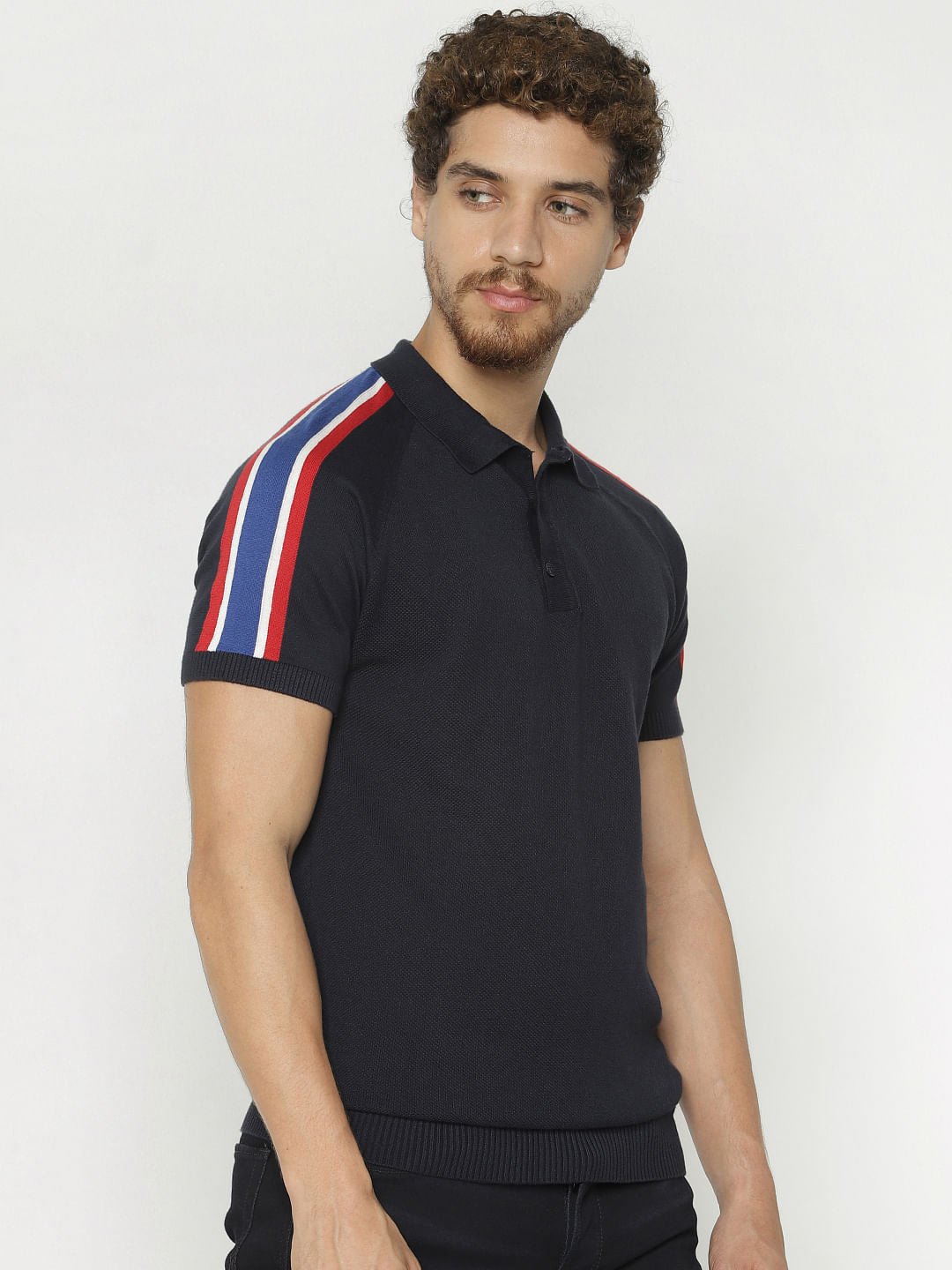 Navy Blue Polo Neck T-Shirt