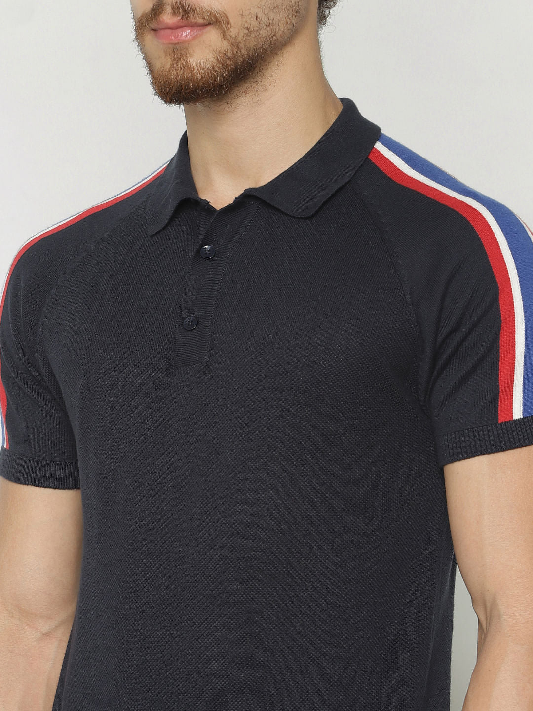 Navy Blue Polo Neck T-Shirt