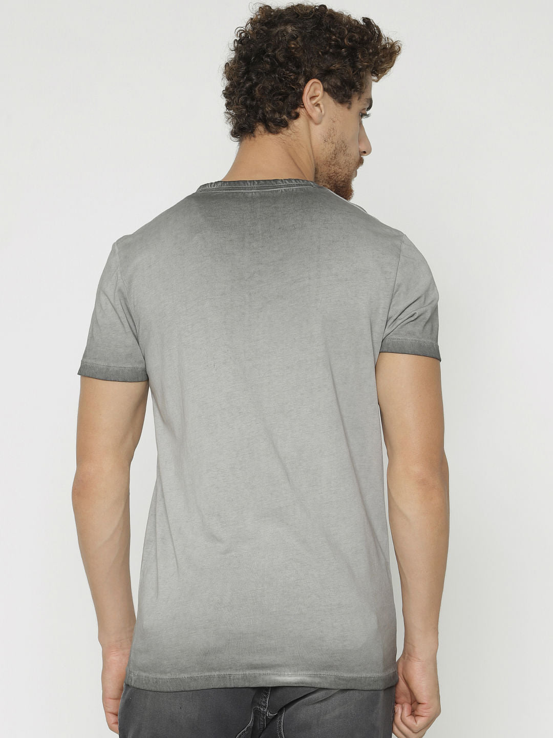 Grey Graphic Print Crew Neck T-Shirt