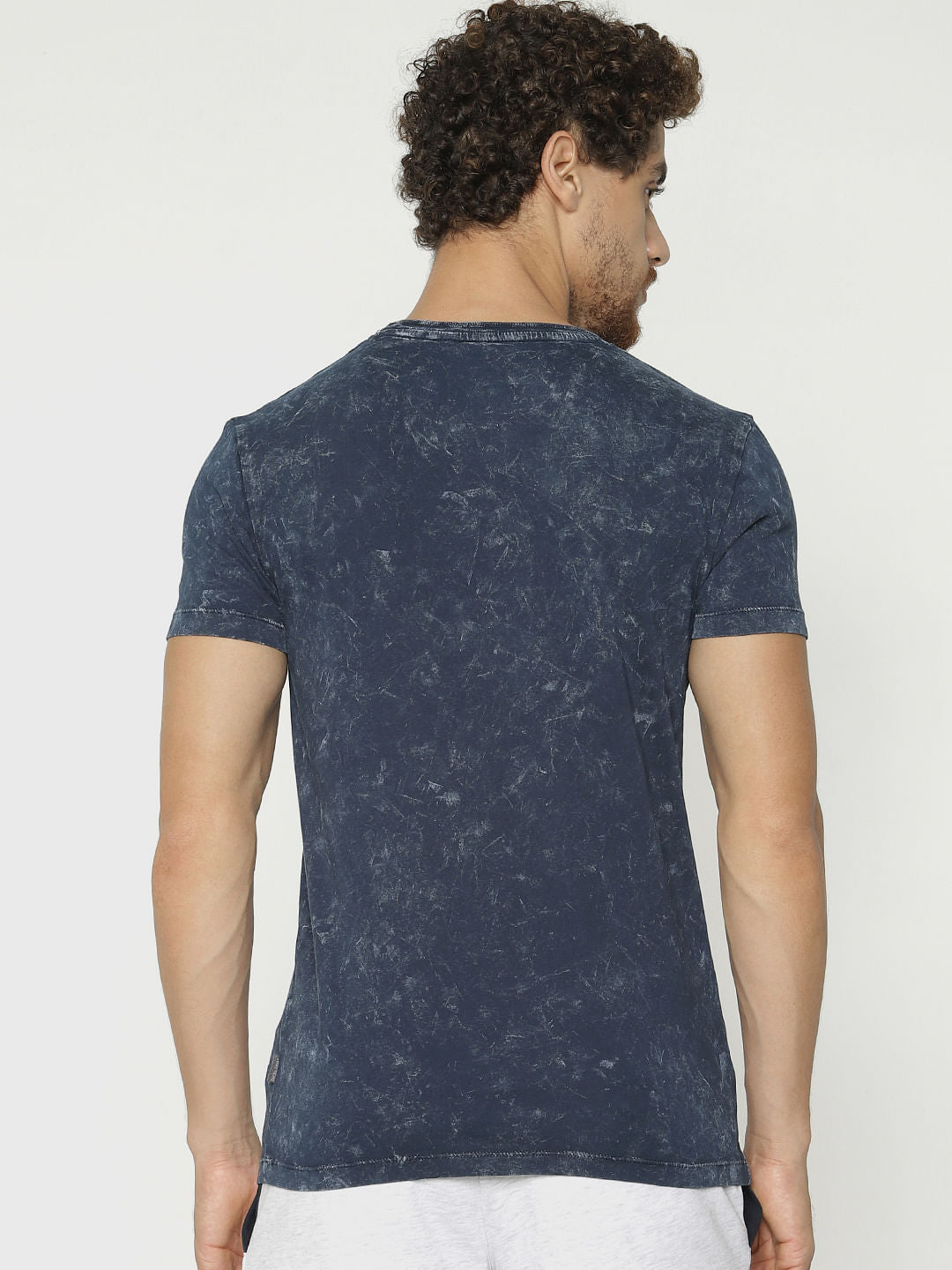 Blue Graphic Print Crew Neck T-Shirt