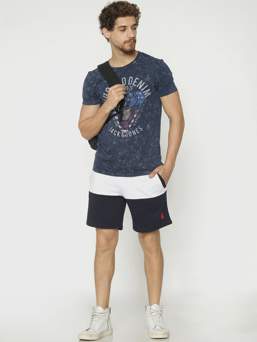 Blue Graphic Print Crew Neck T-Shirt