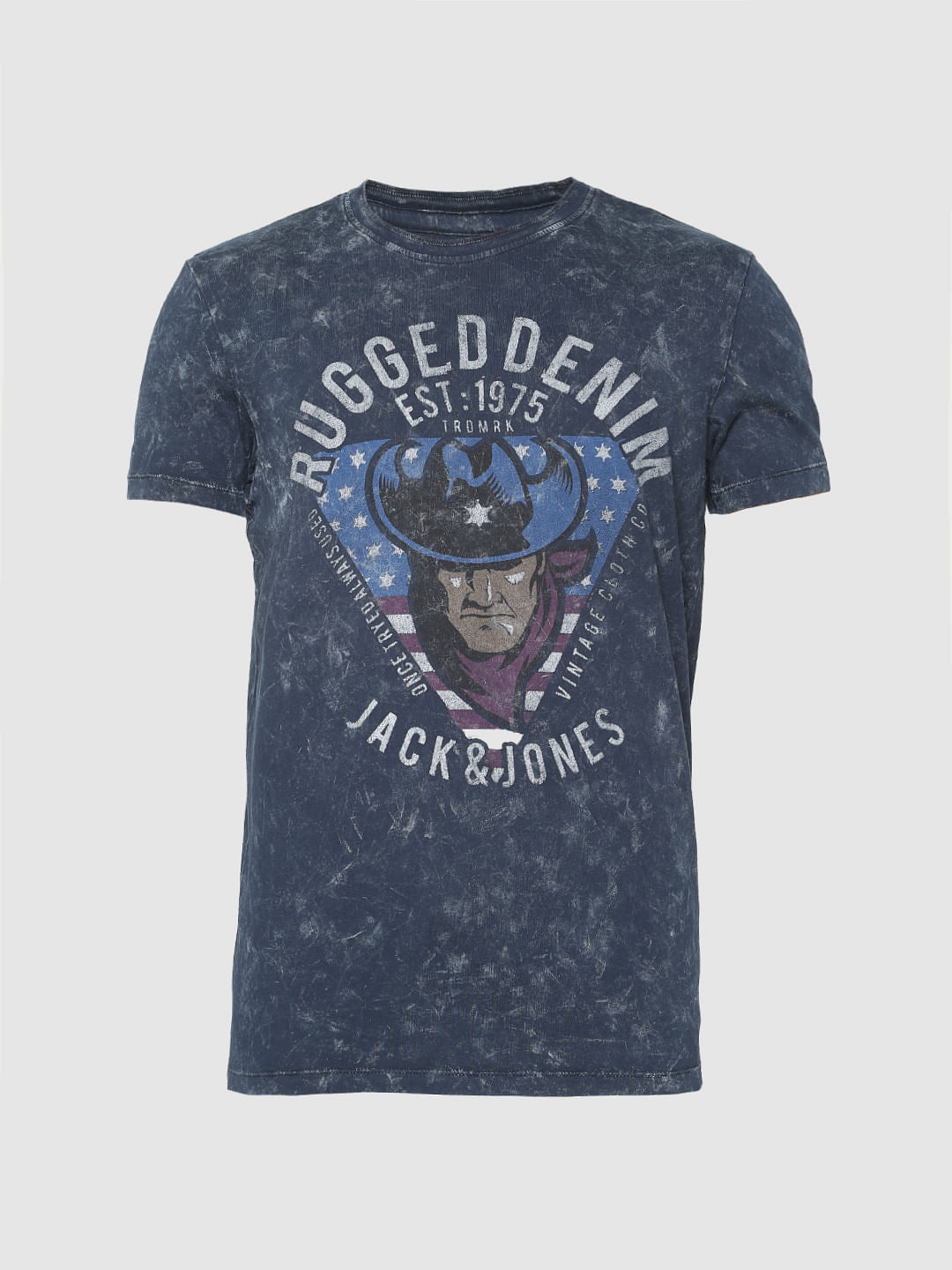 Blue Graphic Print Crew Neck T-Shirt
