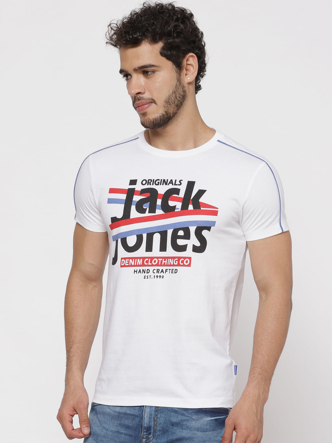 White Text Print Crew Neck T-Shirt