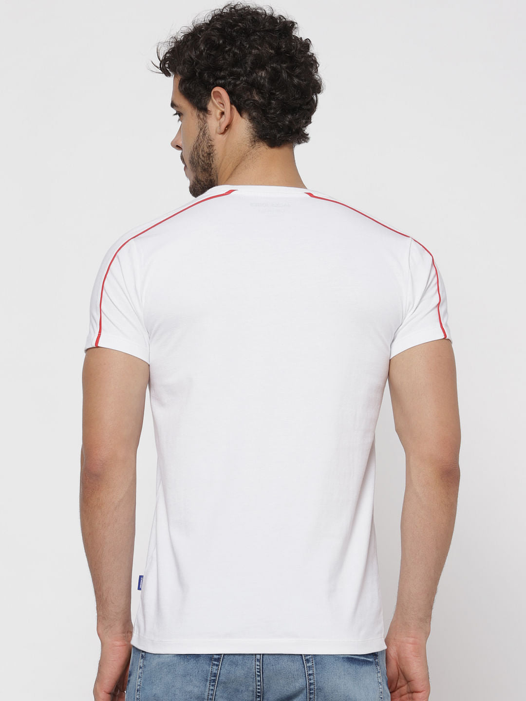 White Text Print Crew Neck T-Shirt