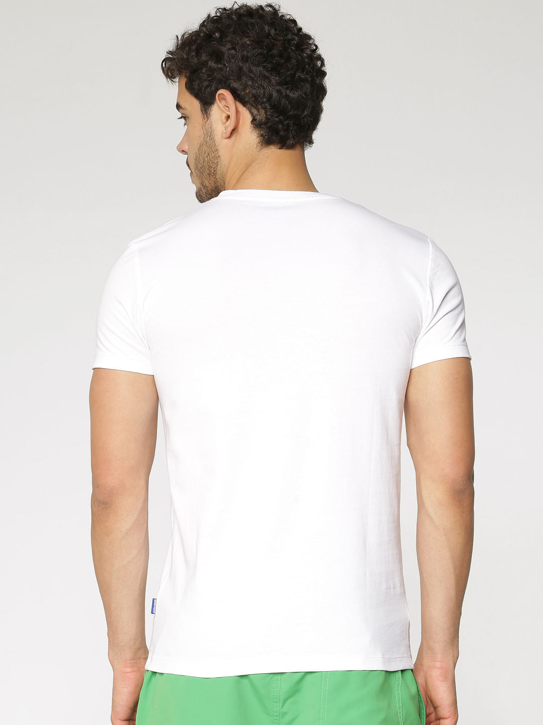 White Printed Slim Fit Crew Neck T-Shirt