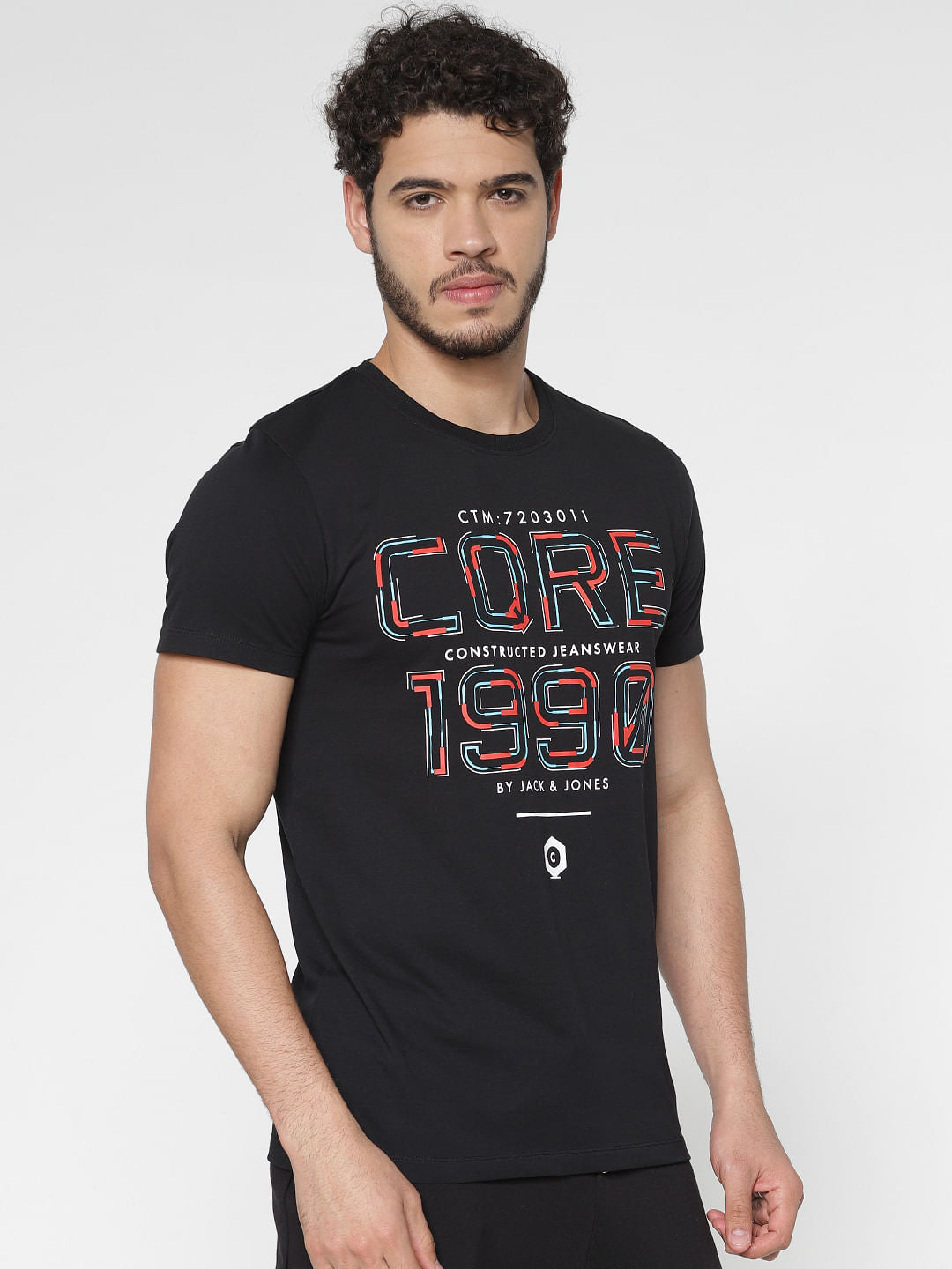 Black Printed Crew Neck T-Shirt