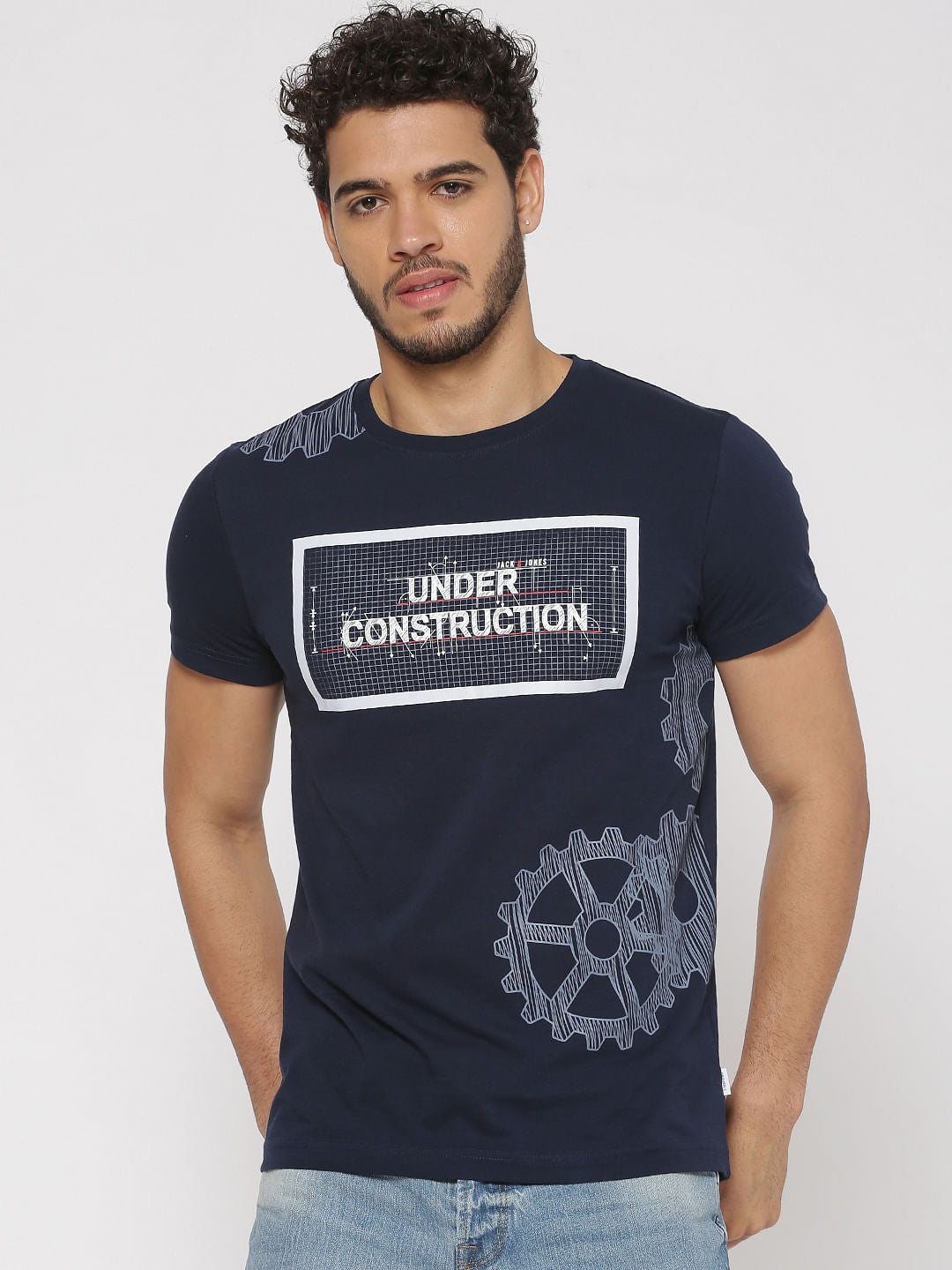 Blue Graphic Print Crew Neck T-Shirt