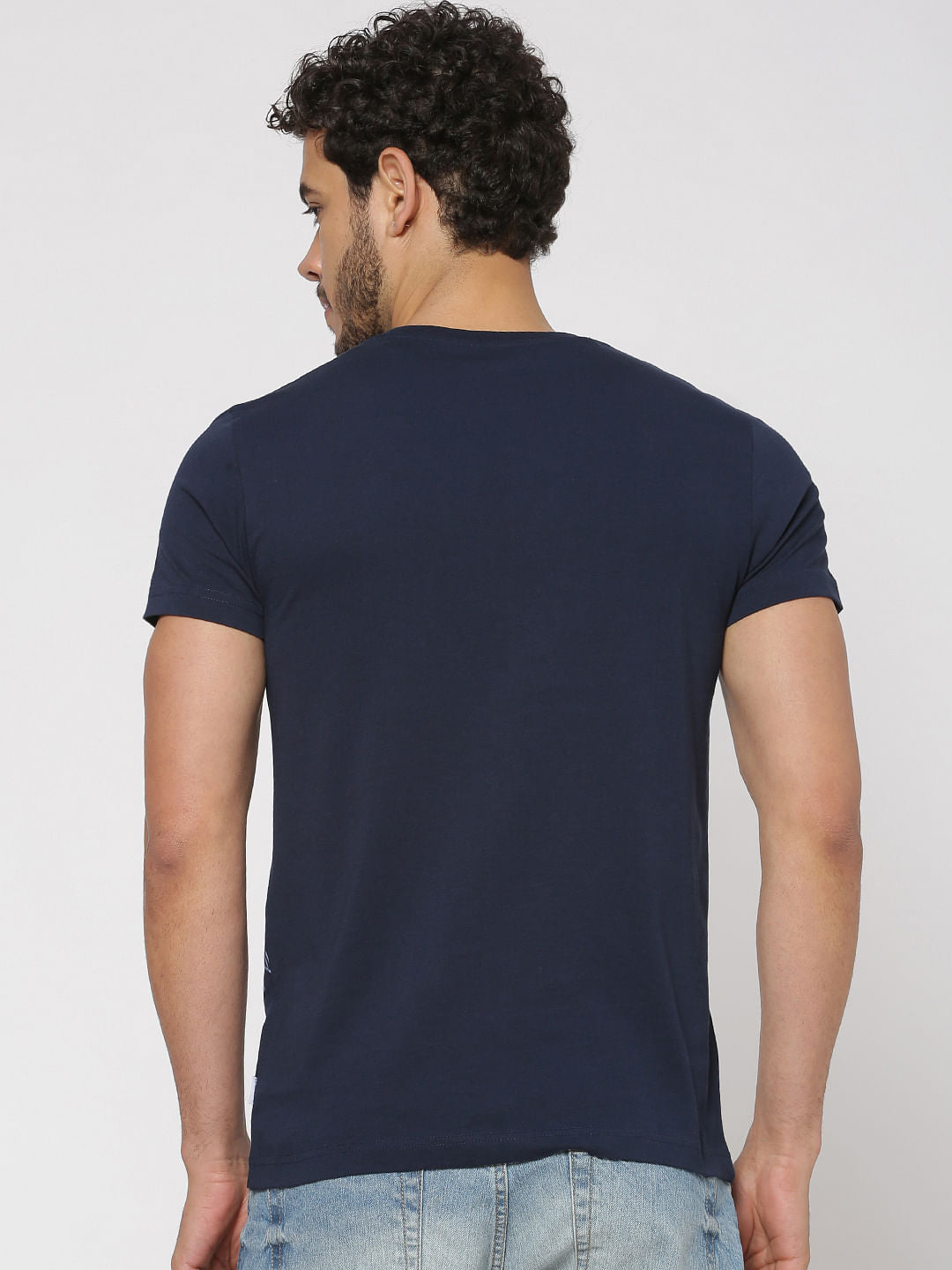 Blue Graphic Print Crew Neck T-Shirt