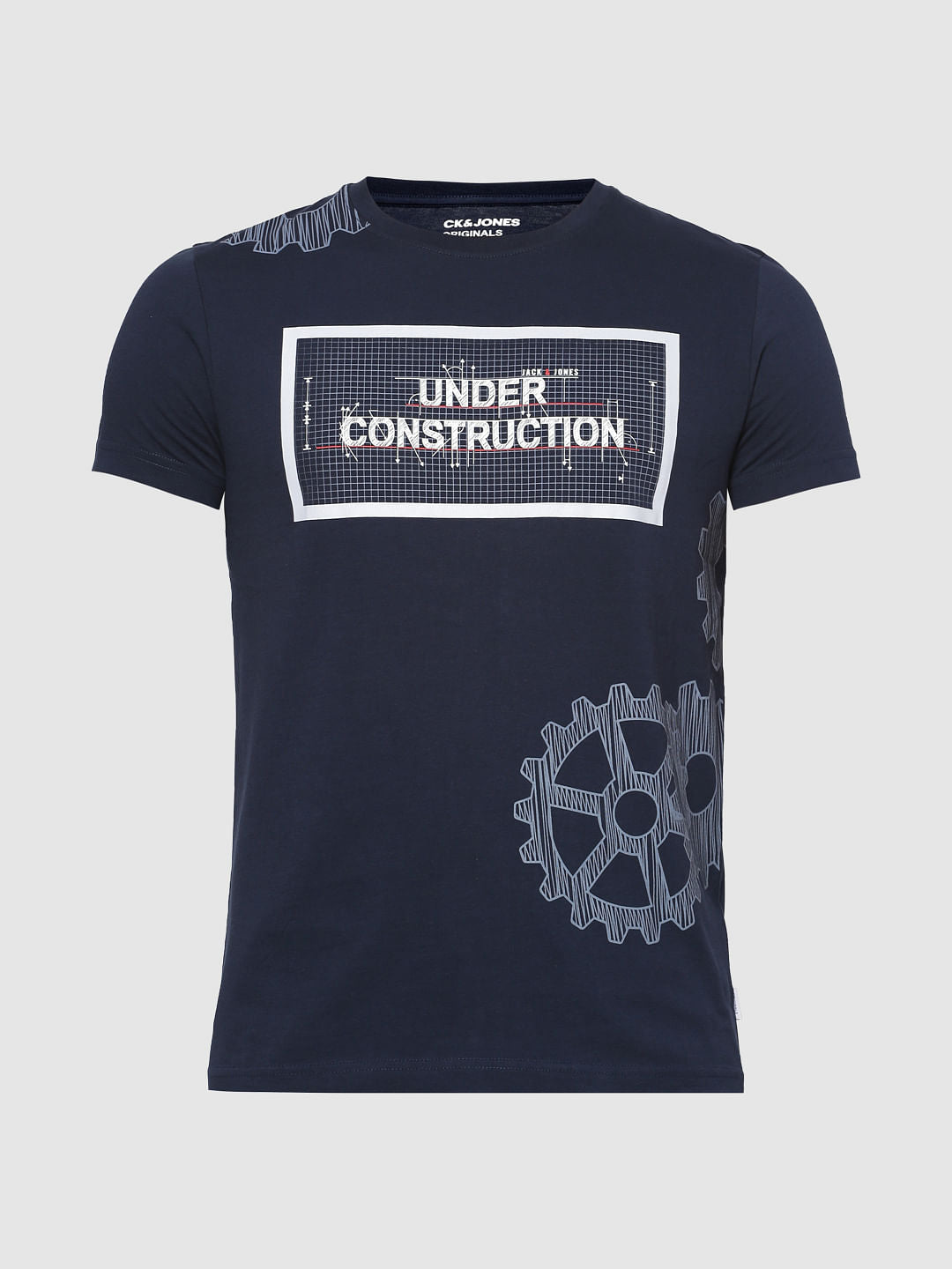 Blue Graphic Print Crew Neck T-Shirt