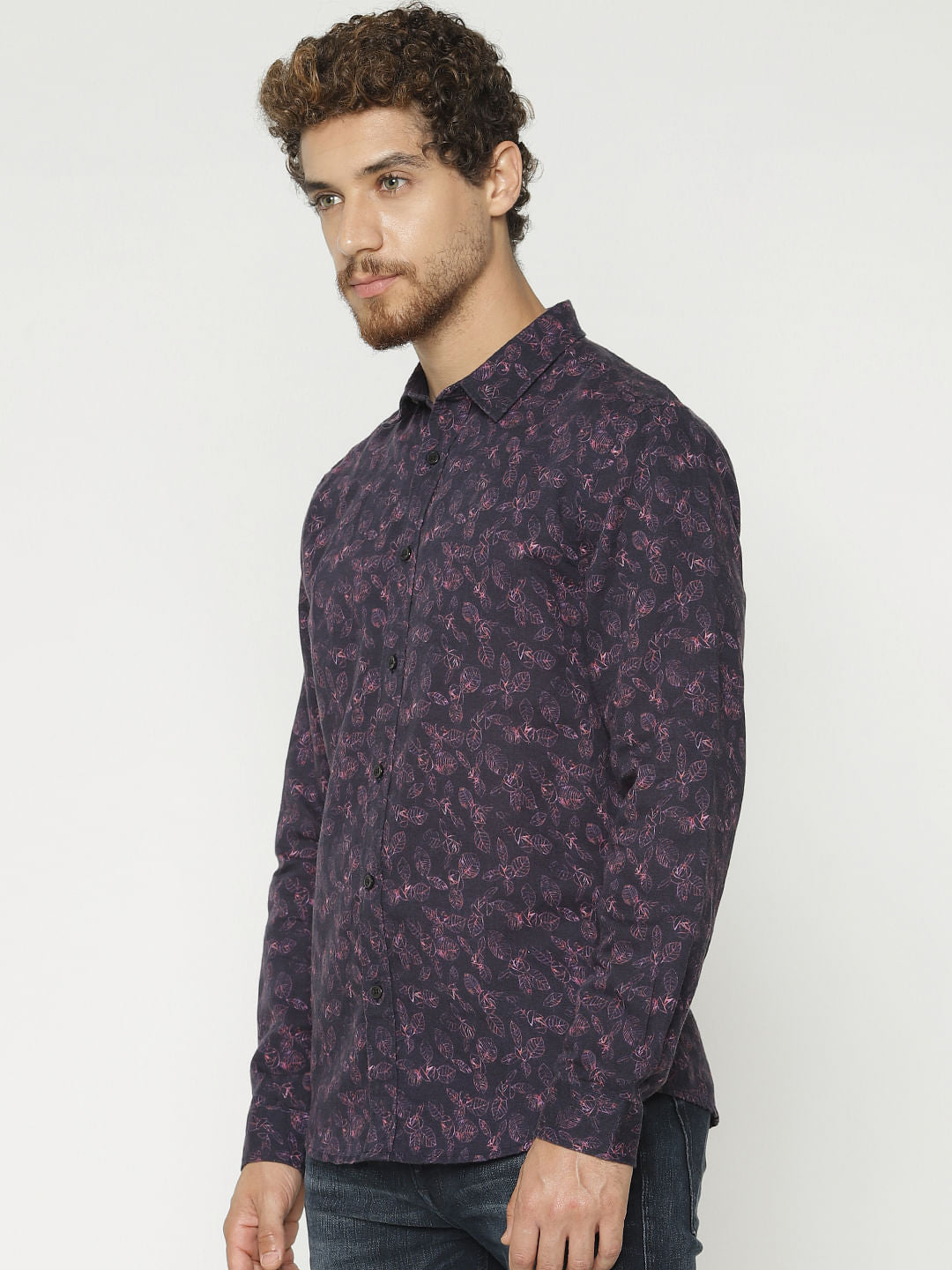 Purple All Over Print Full Sleeves Shirt