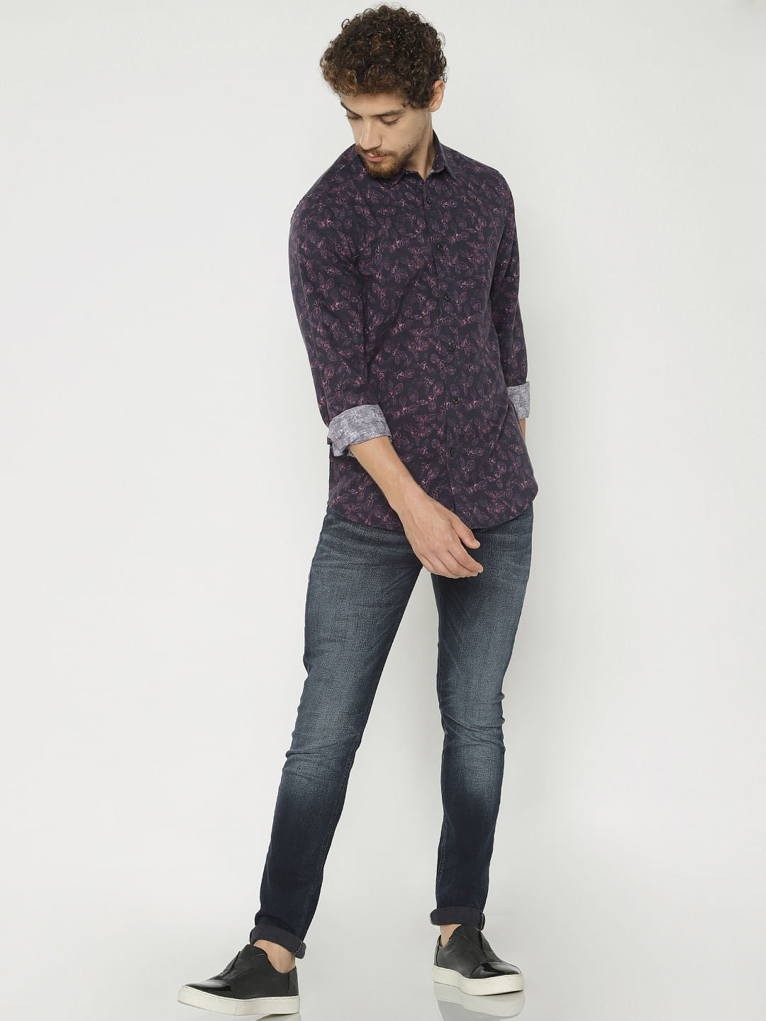 Purple All Over Print Full Sleeves Shirt