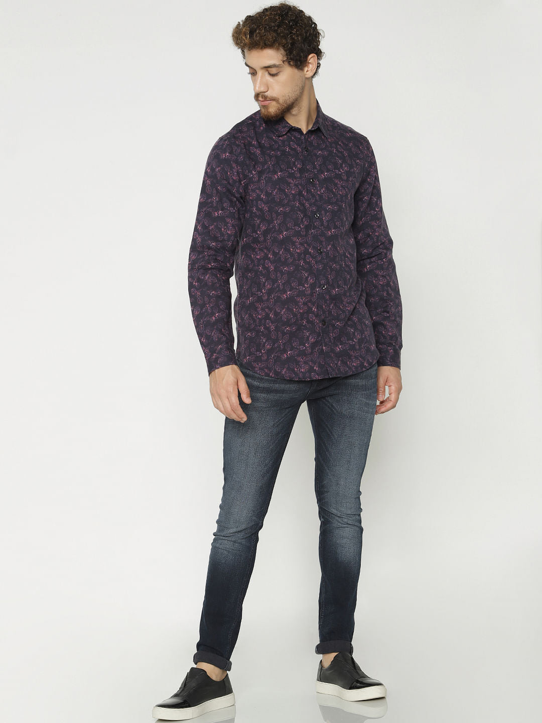 Purple All Over Print Full Sleeves Shirt