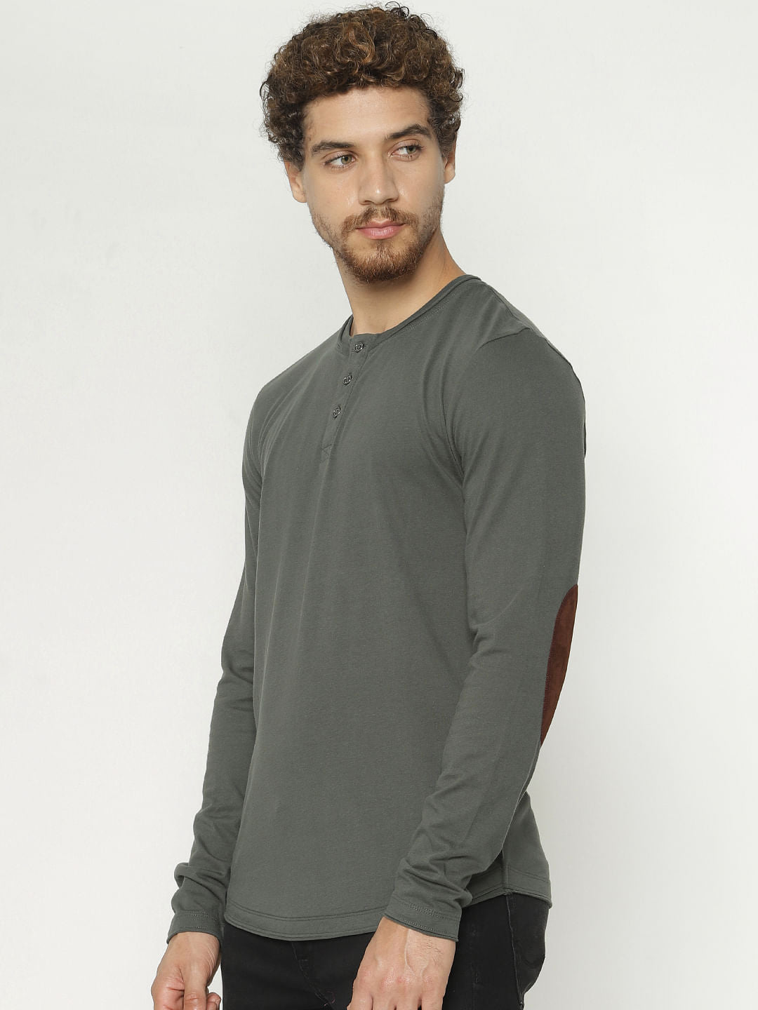 Green Back Graphic Print Henley T-Shirt
