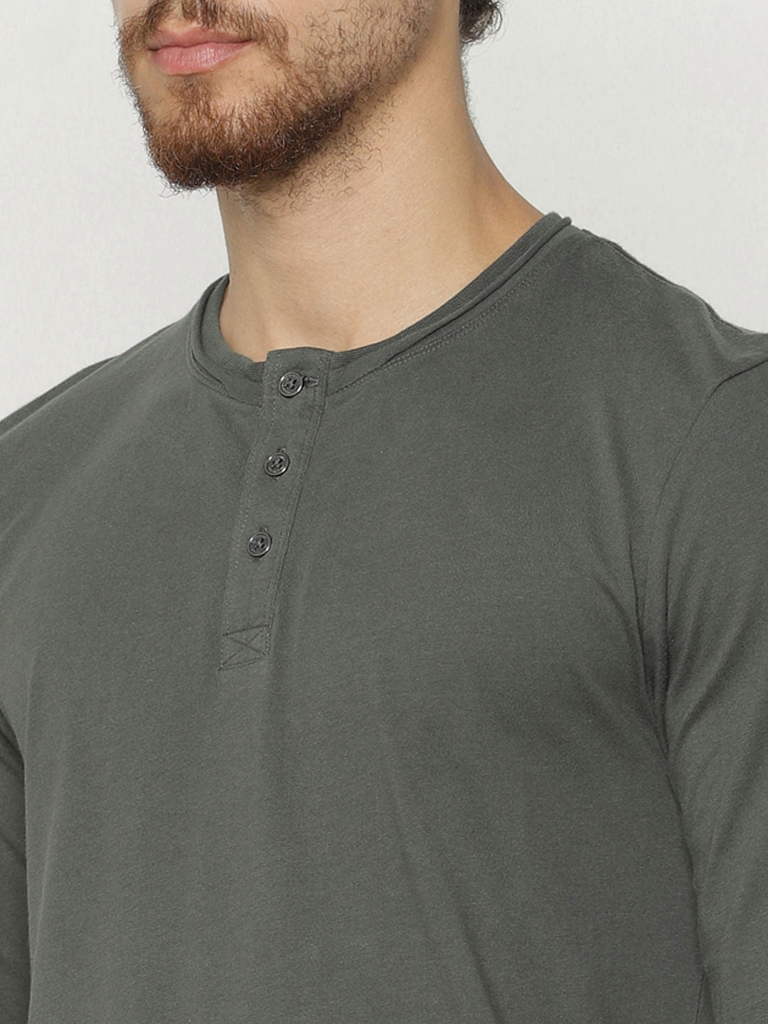 Green Back Graphic Print Henley T-Shirt