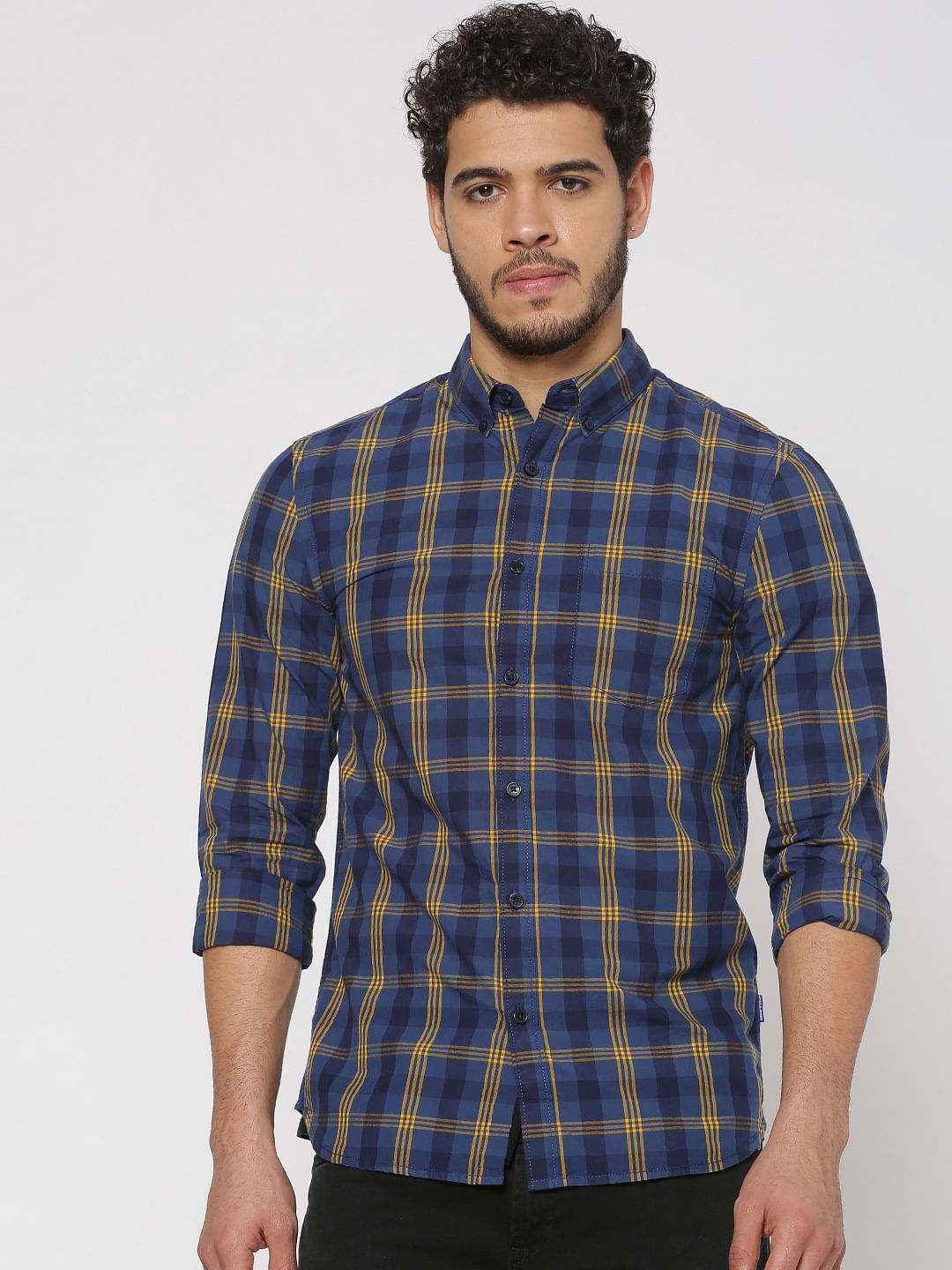 Blue Checks Slim Fit Full Sleeves Shirt